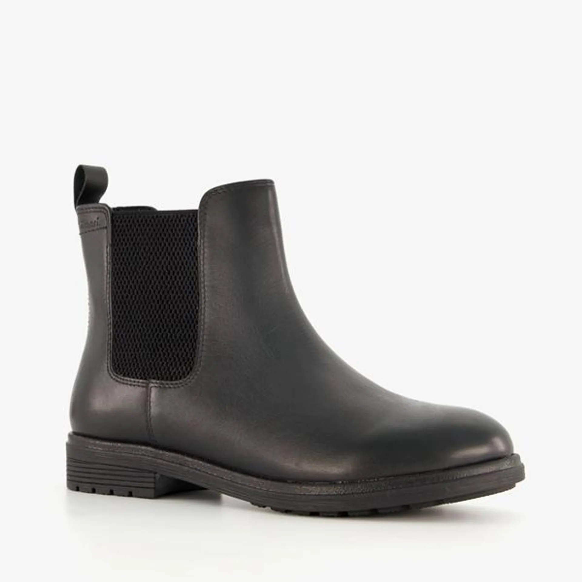 Lage, zwarte Chelsea boots van Tamaris. Gemaakt van imitatieleer, een binne...