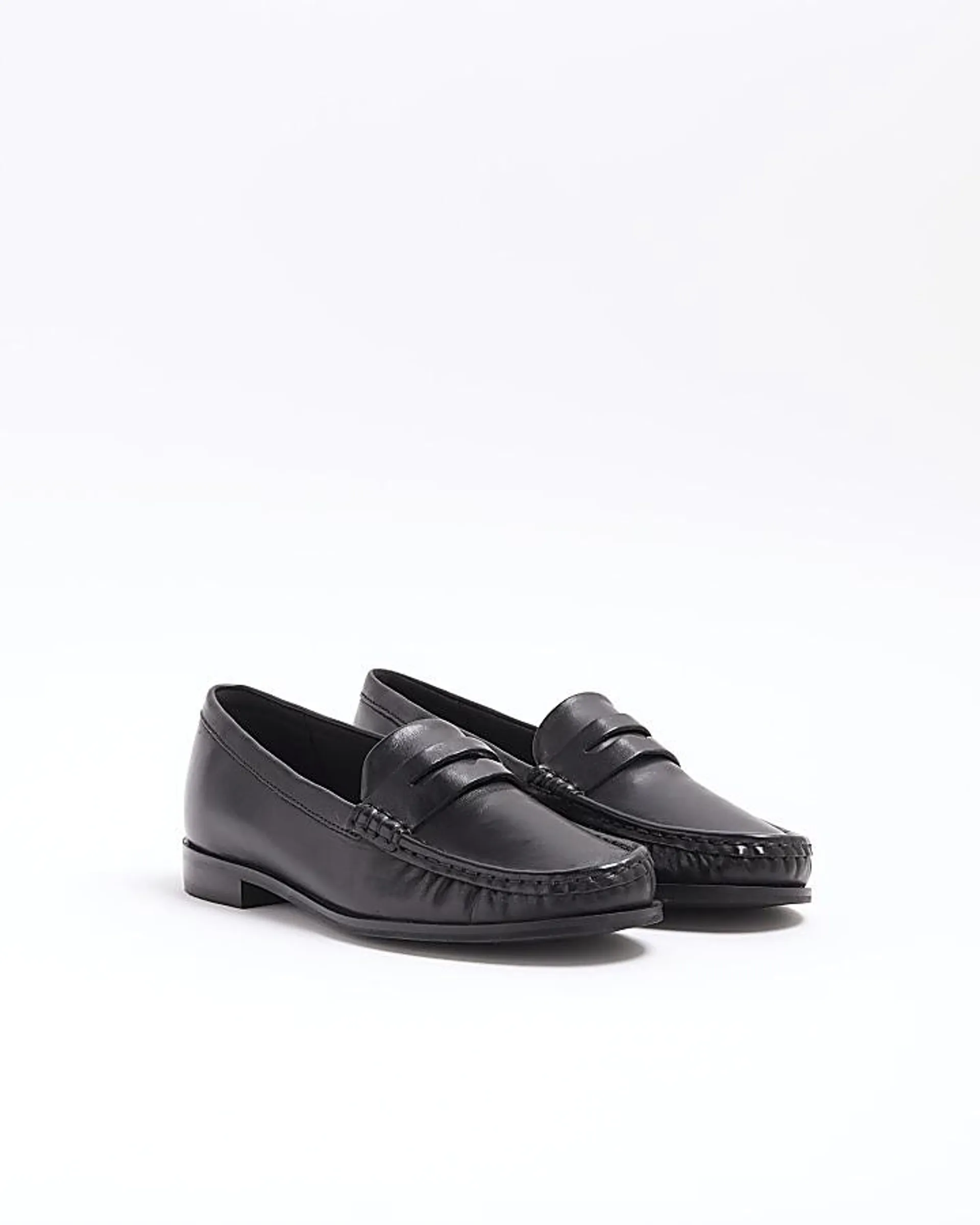 Black leather loafers