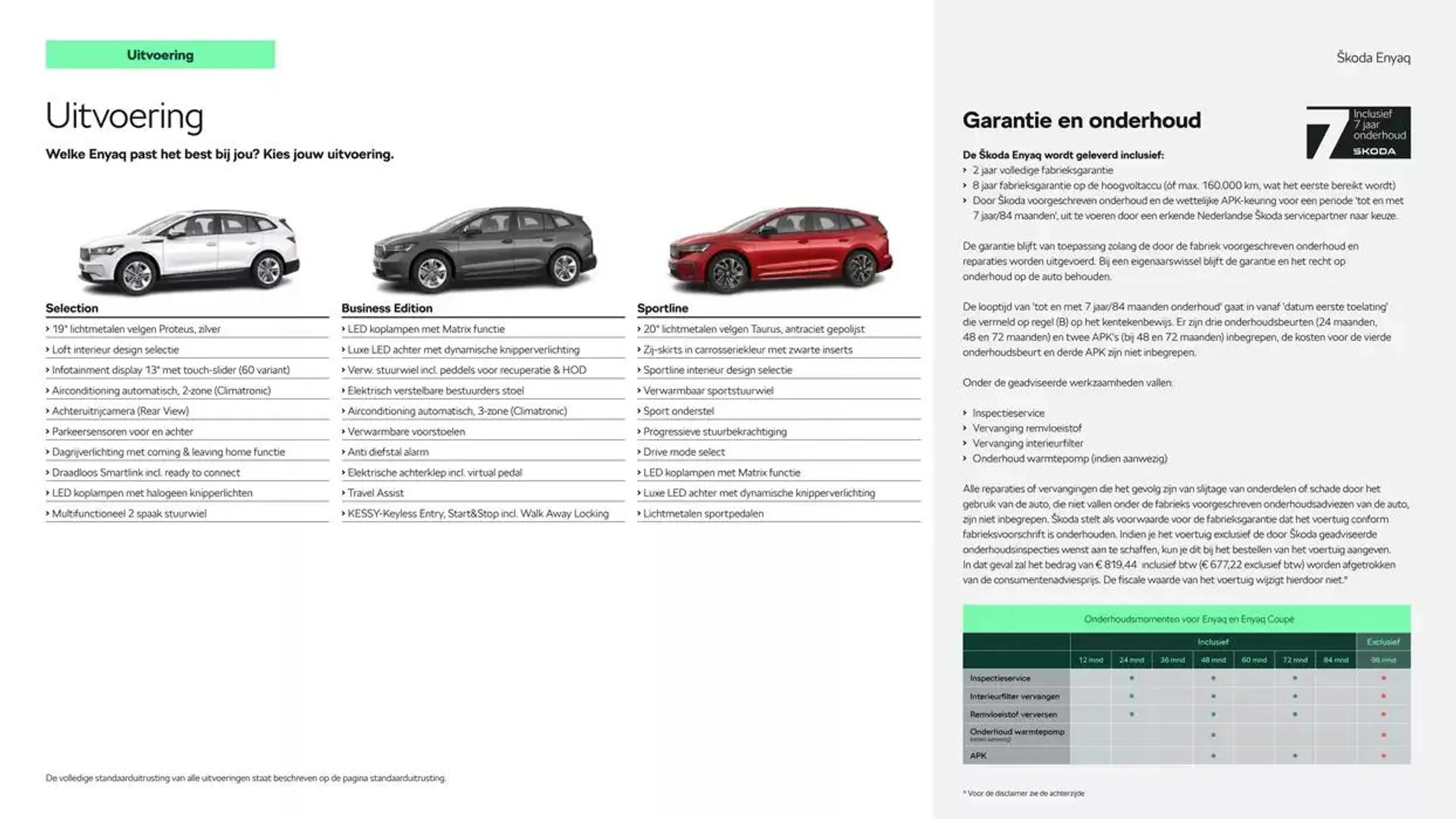 Škoda Enyaq prijslijst per 1 oktober 2024 van 25 september tot 25 september 2025 - Folder pagina 3