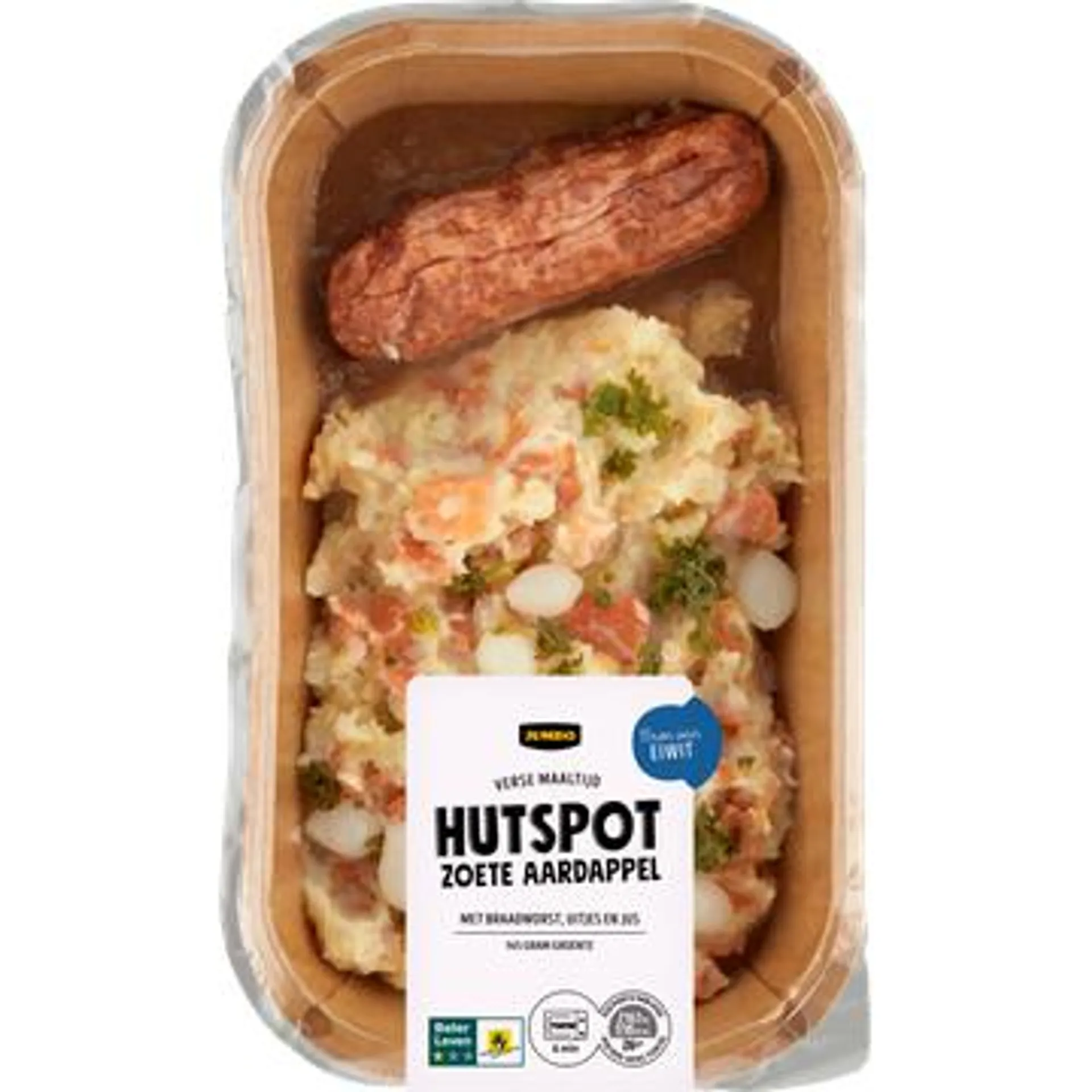 Jumbo Verse Maaltijd Hutspot Zoete Aardappel met Braadworst, Uitjes en Jus 450g