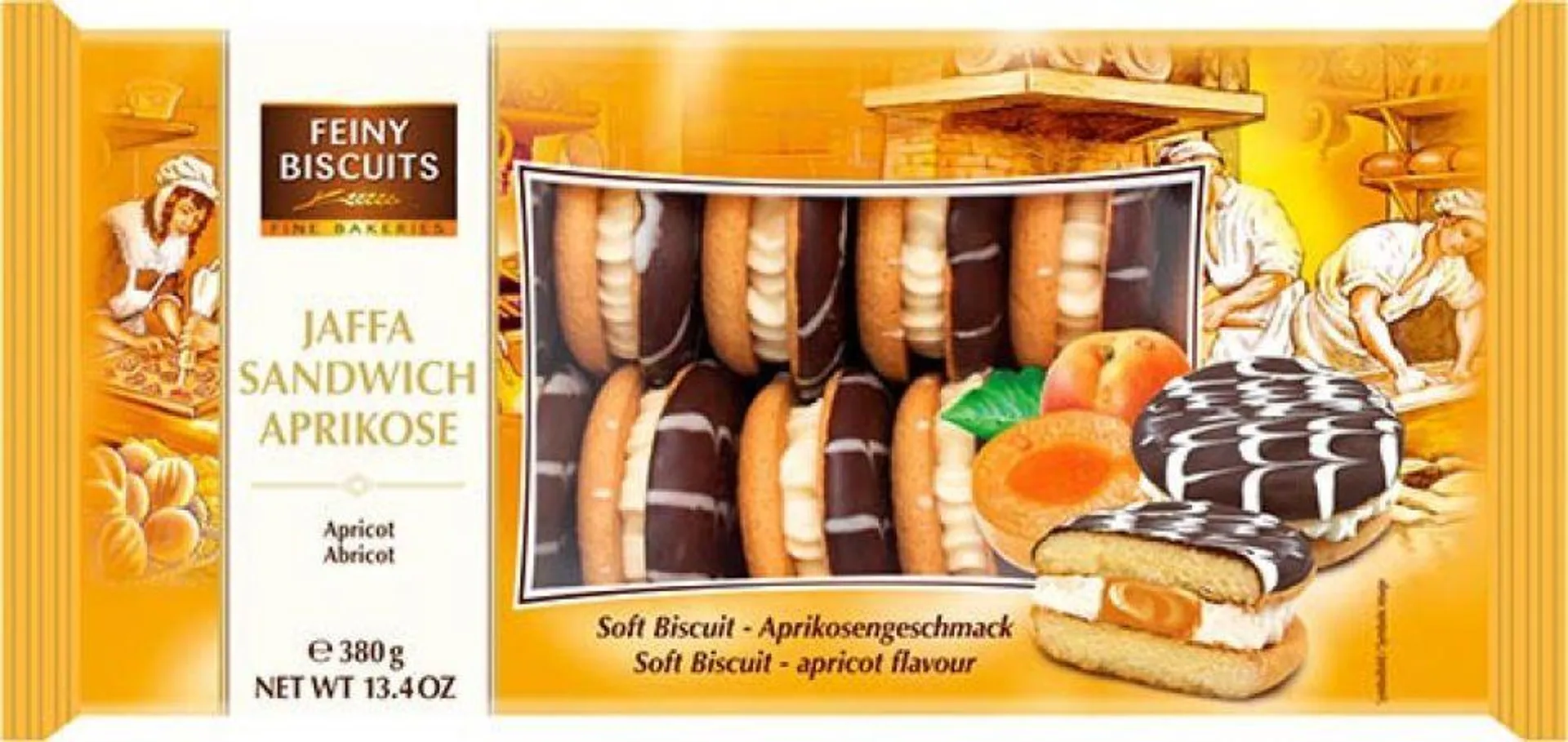 Feiny Koekjes Jaffa Sandwich Abrikoos Smaak 380g