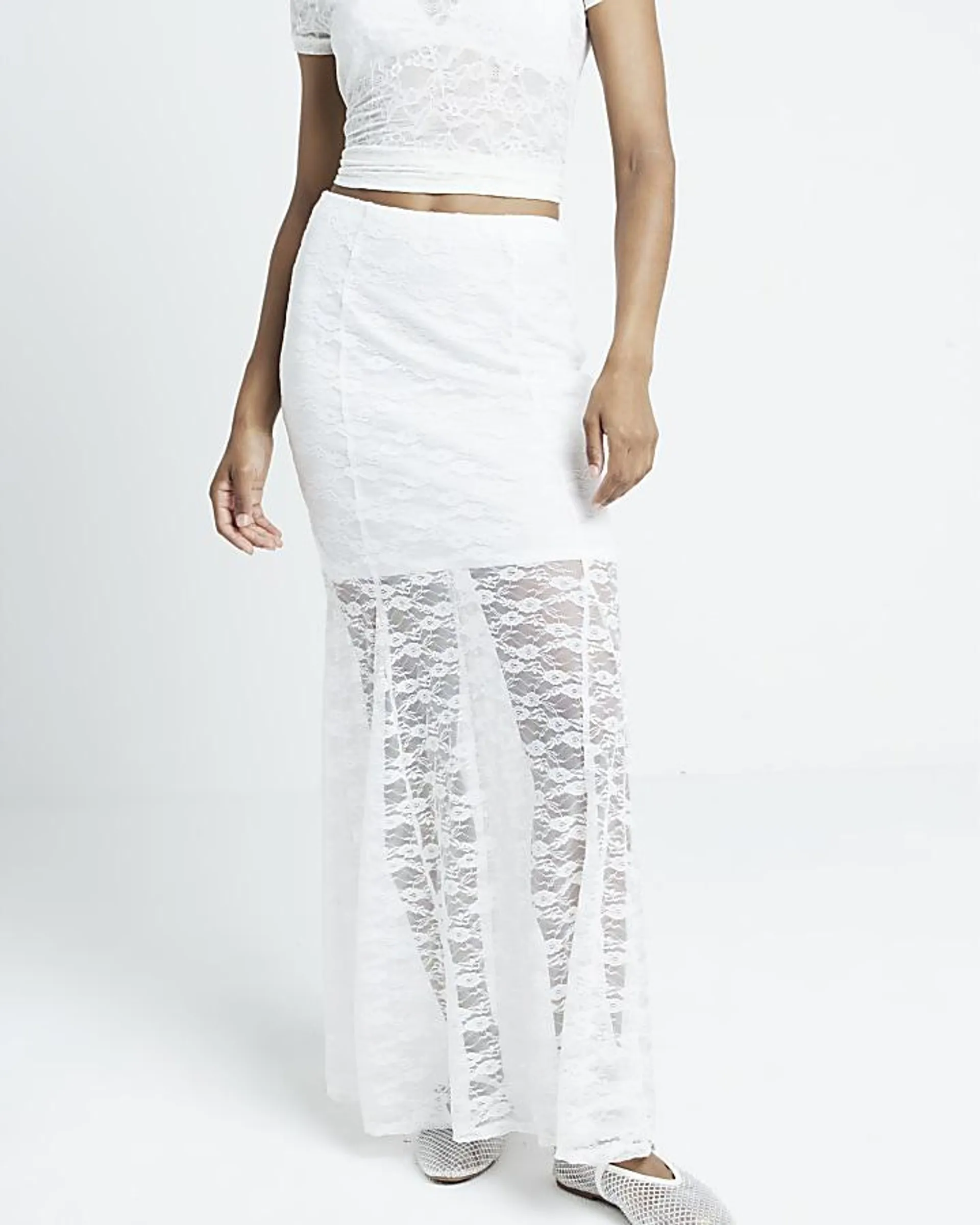 Cream Lace Maxi Skirt