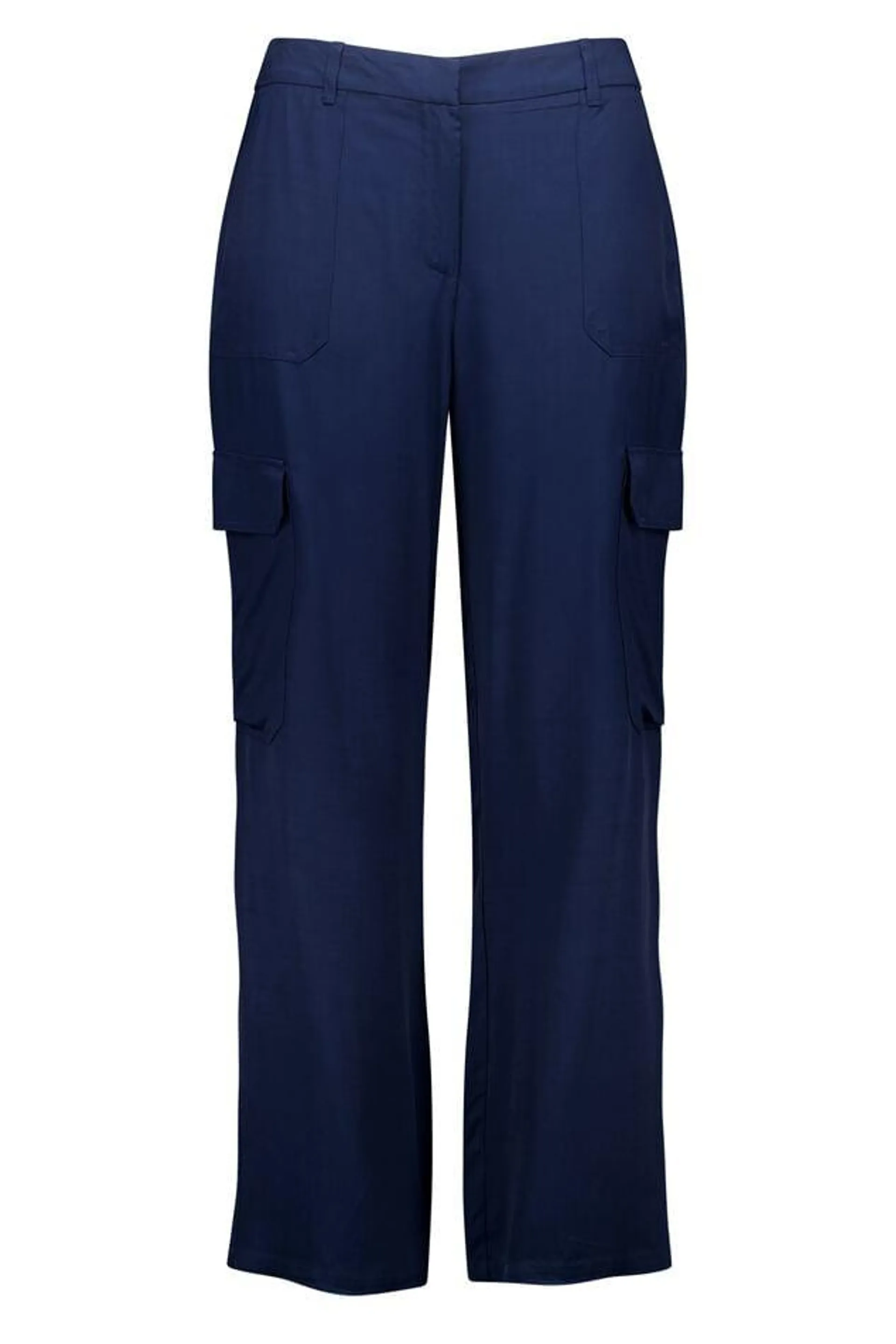 Satijnen look pantalon met cargo zakken