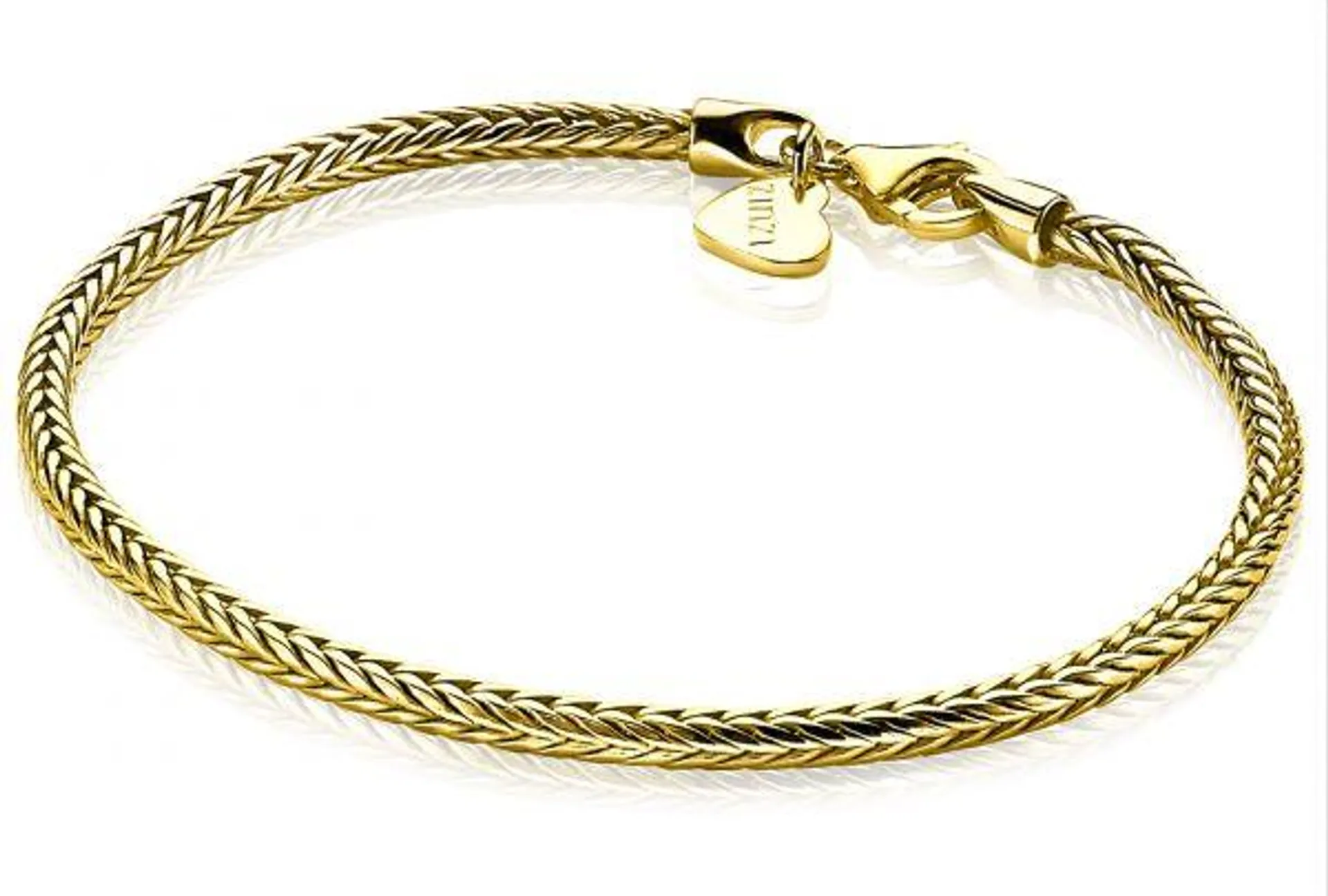 ZINZI Gold Plated Sterling Silver Chain Bracelet Foxtail width 3mm 19cm ZIA1287G