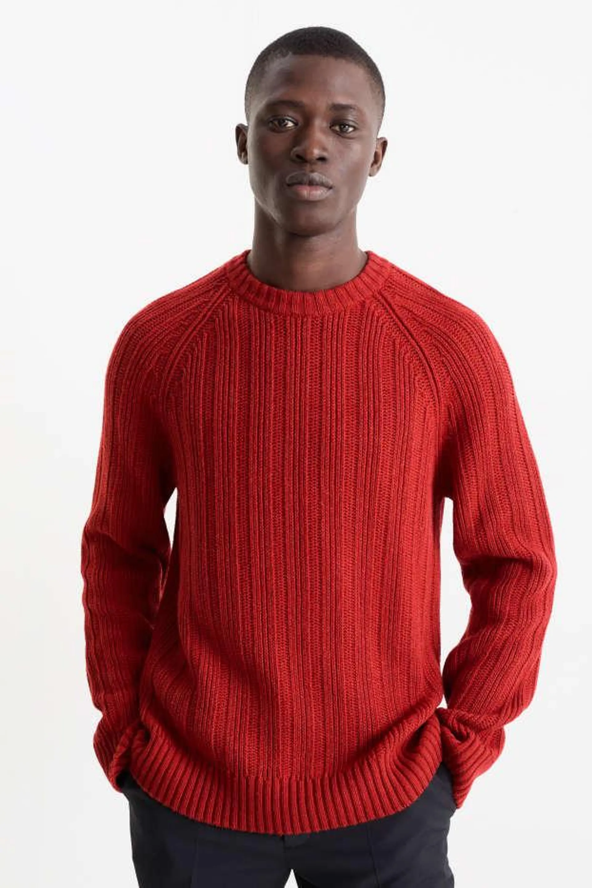 Cashmere blend jumper - ribbed