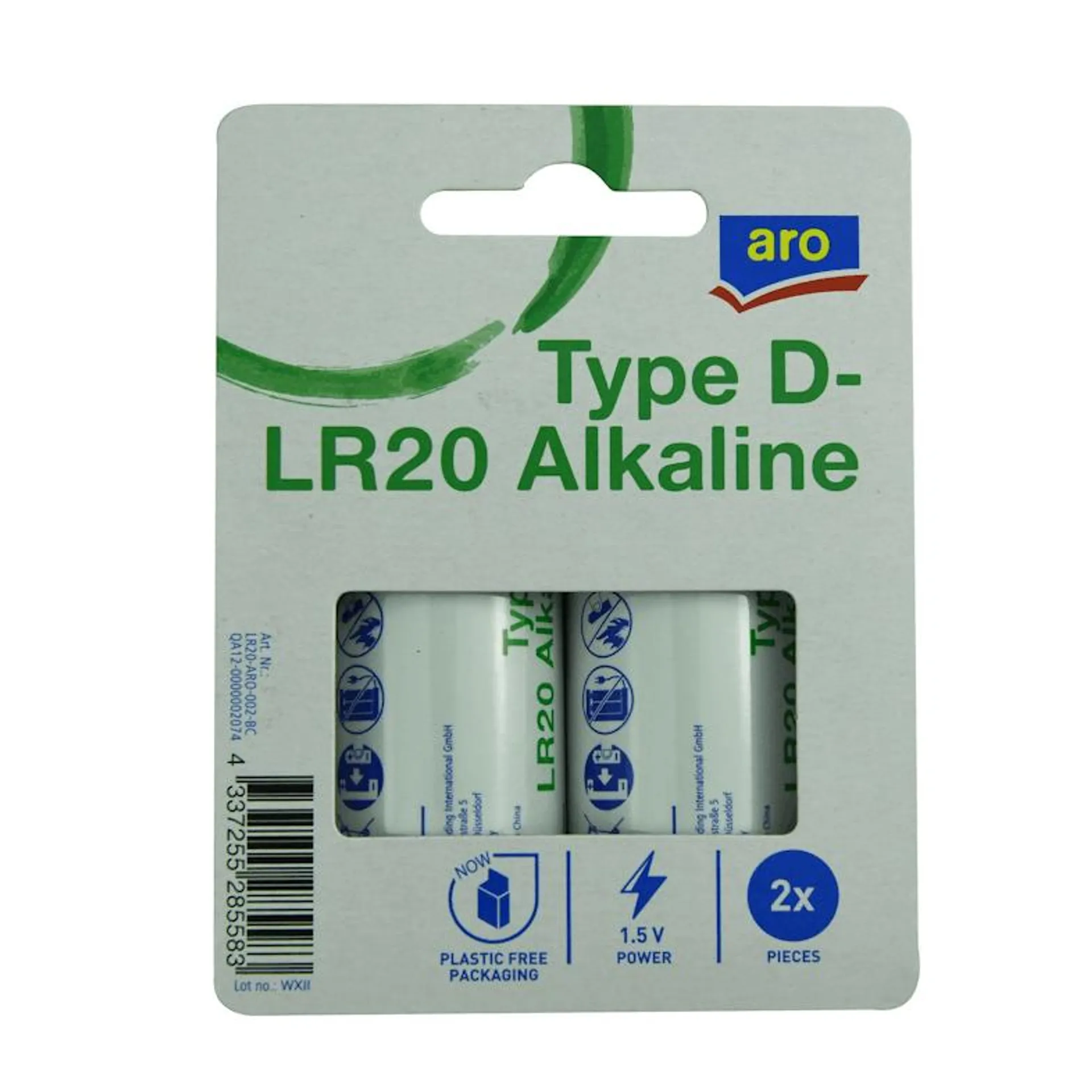 aro D-LR20 alkalinebatterijen, 1,5 V, 2 stuks