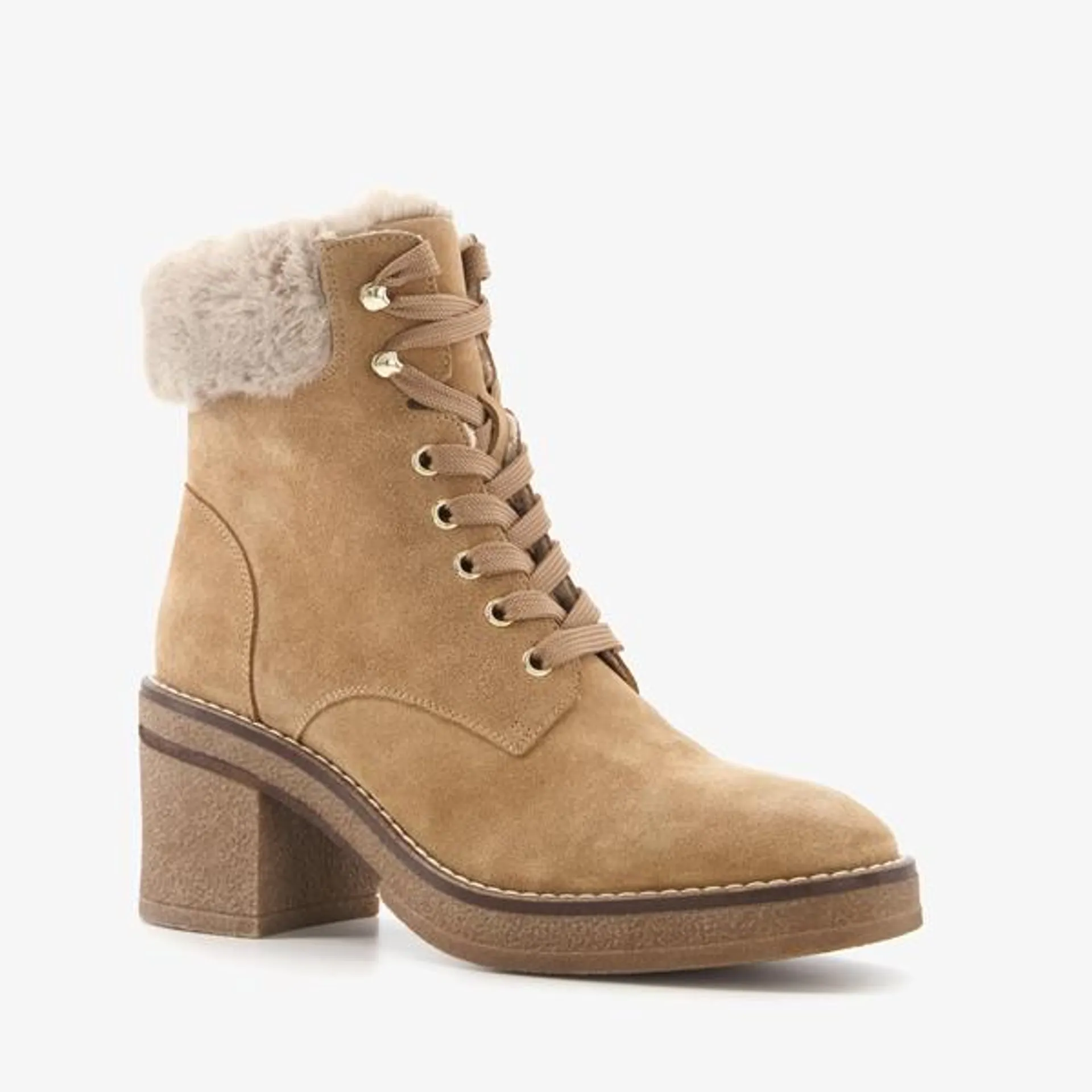 Hush Puppies suède dames veterboots met hak