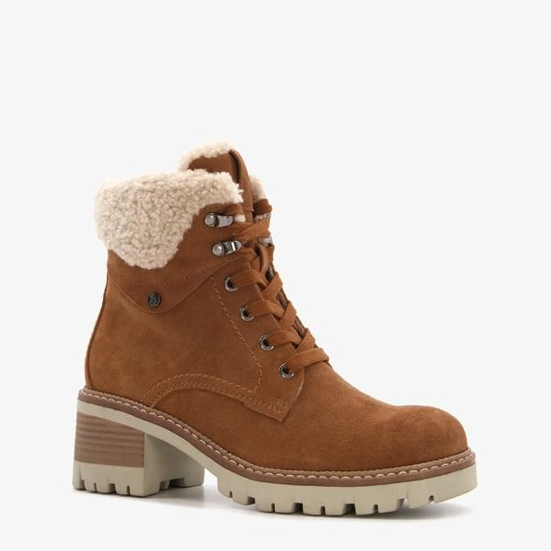 Hush Puppies suède dames veterboots bruin