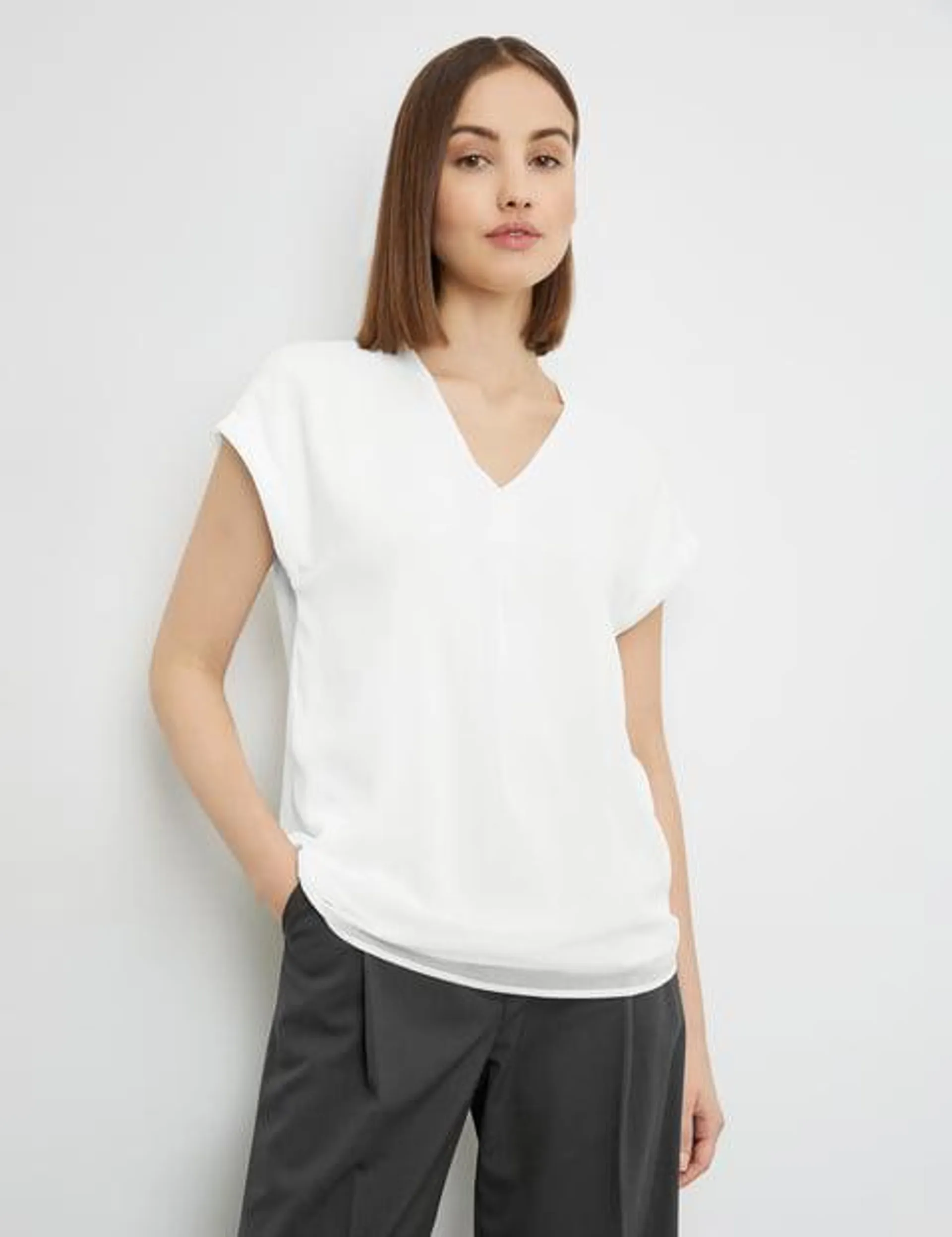 Blouseachtig shirt met chiffon laagje