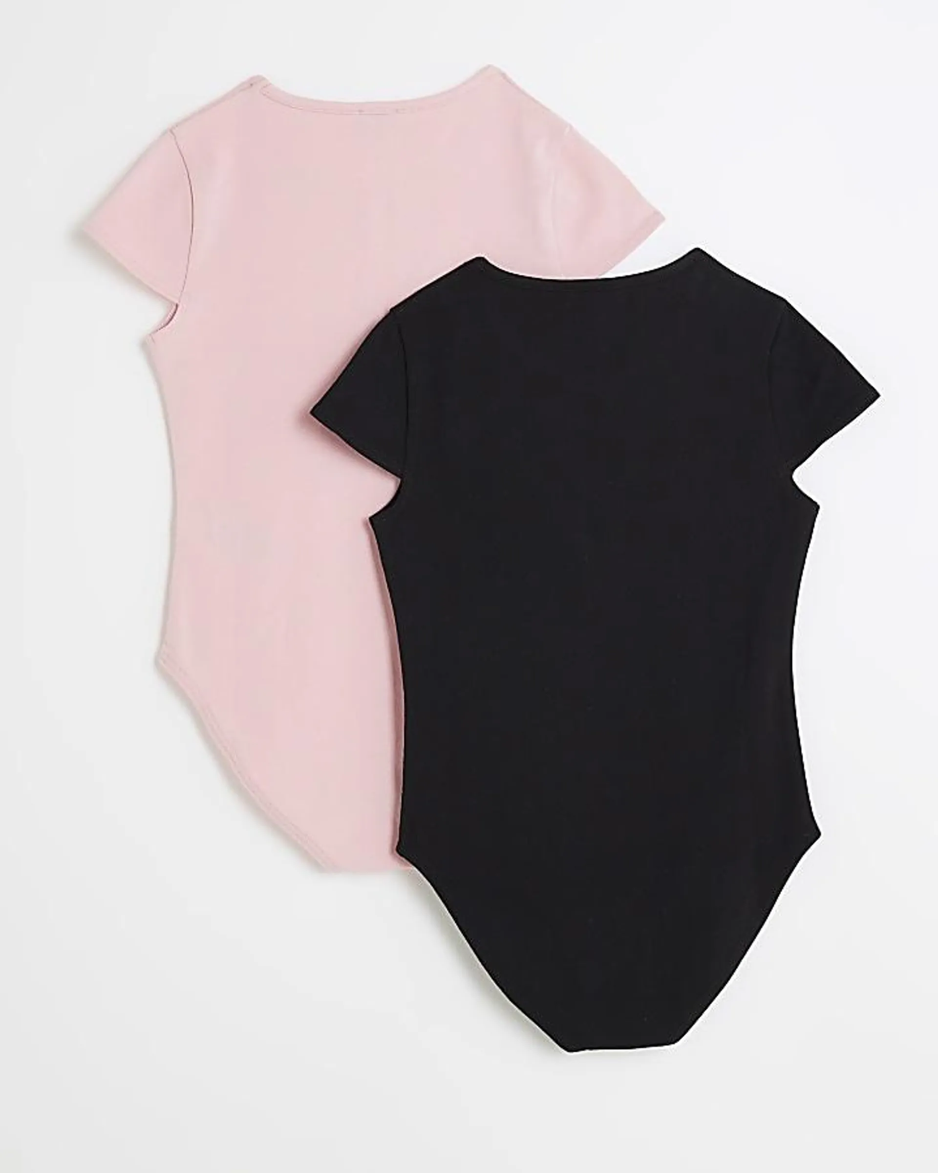 Girls pink short sleeve bodysuit 2 pack