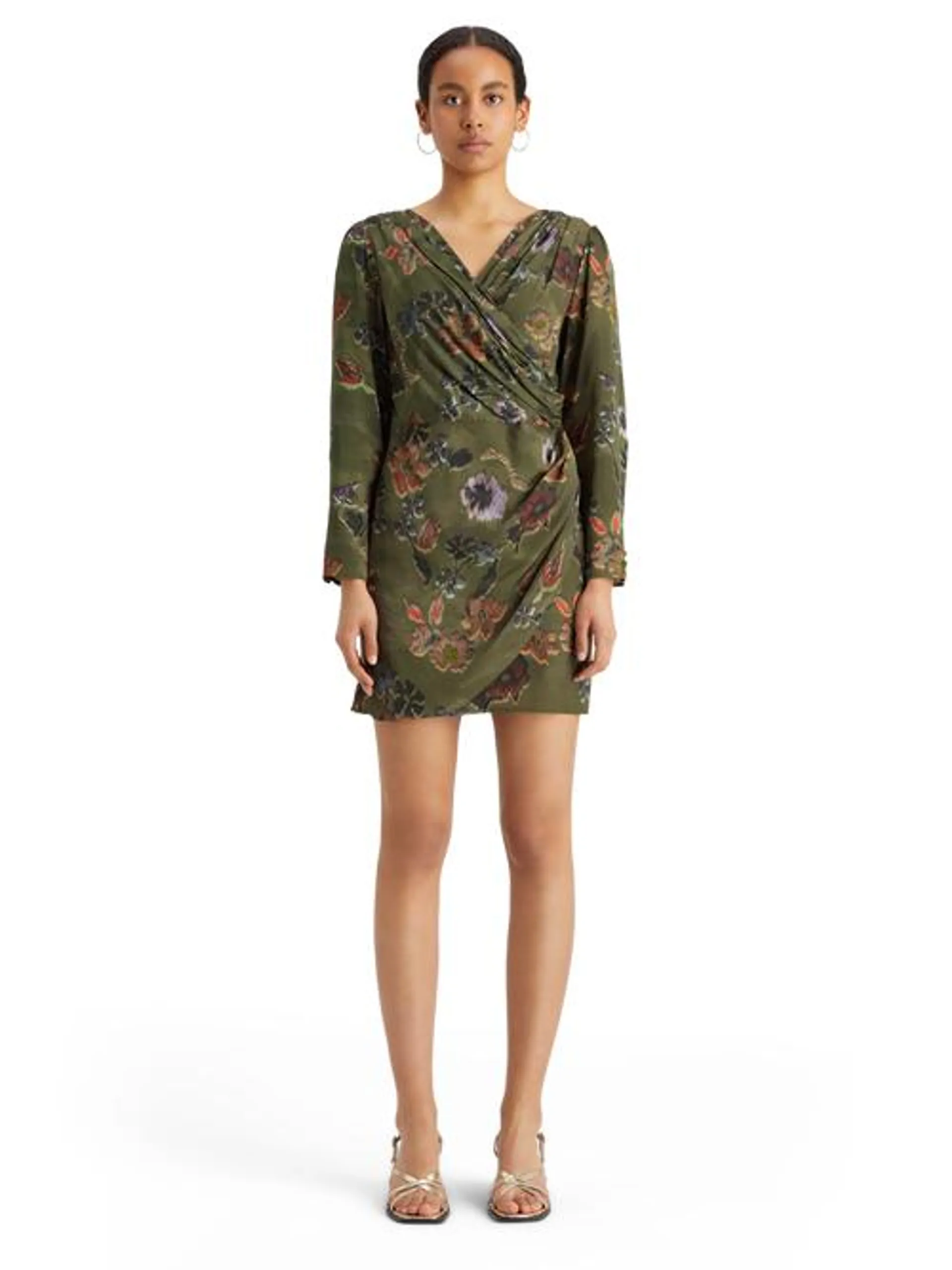 Mini viscose jacquard wrap dress