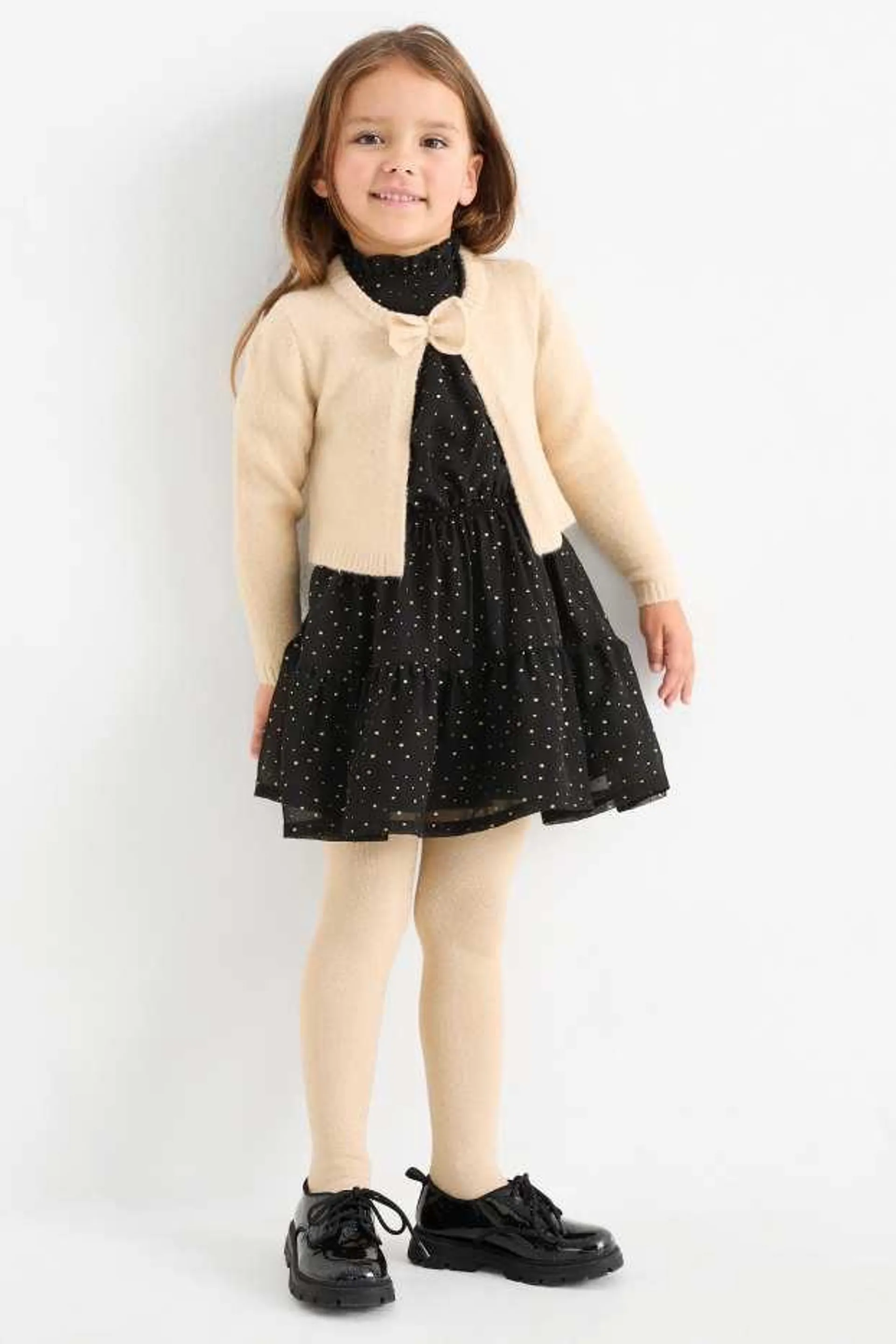 Set - dress, cardigan and tights - 3 piece