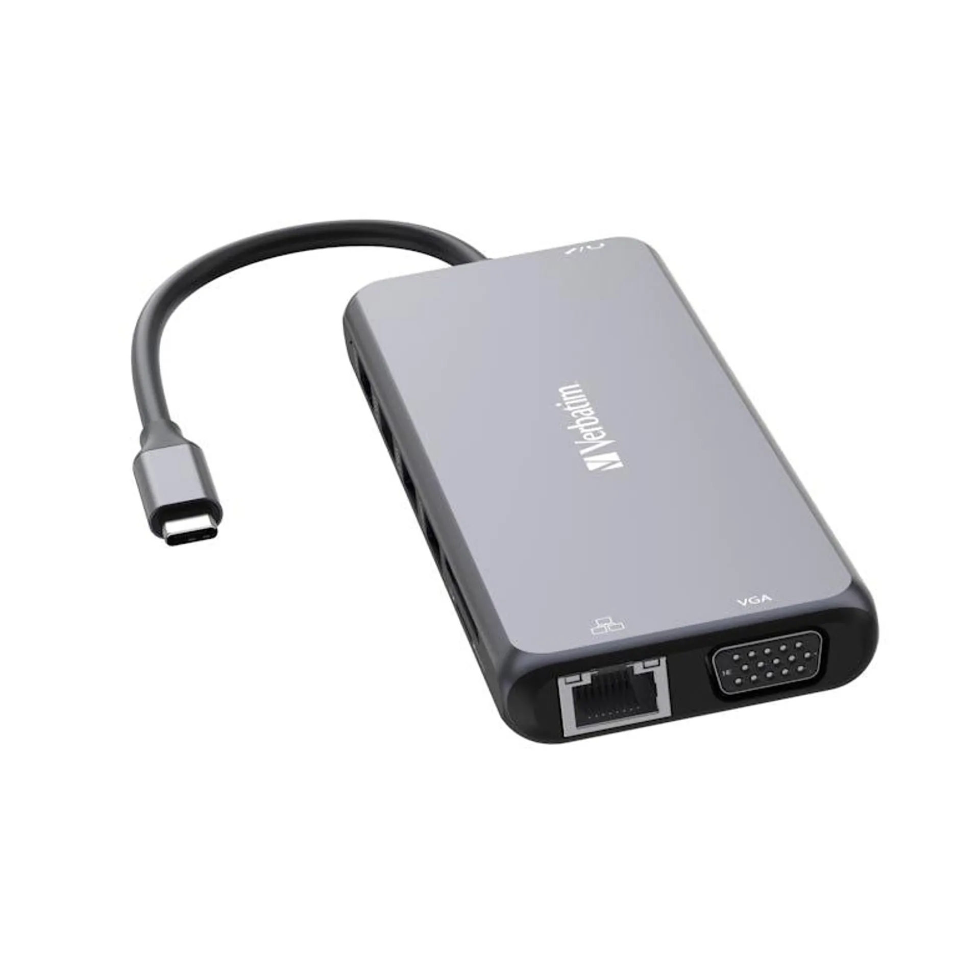 USB-C Triple Pro multipoort-hub, Dual HDMI Video 4K, 1 x VGA, 3 x USB-A 5Gbps, 1 x USB-C 10Gbps, 2 x USB-A 2.0, RJ45, microSD, reisdock, laptopdock