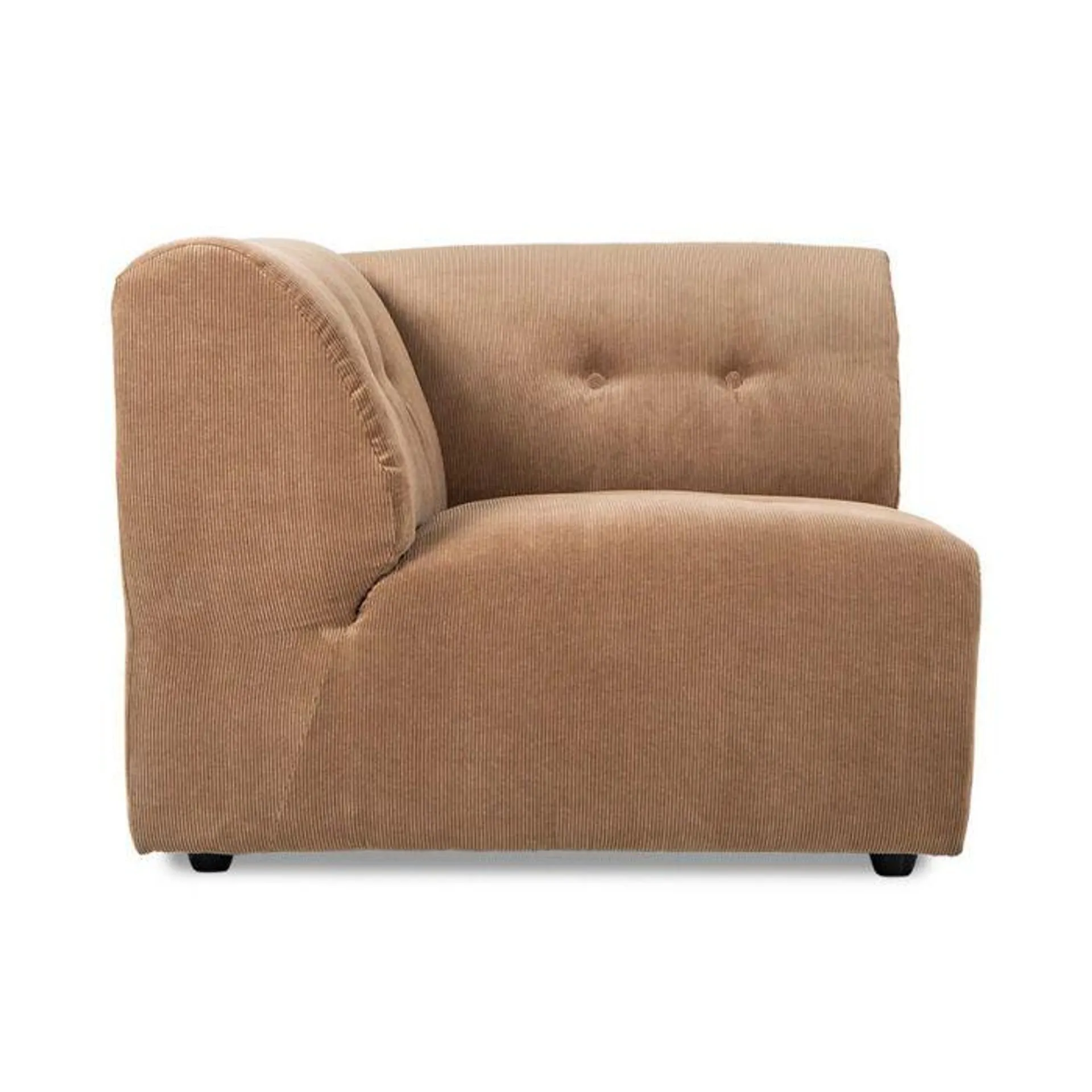 Vint couch: element left, corduroy rib, brown