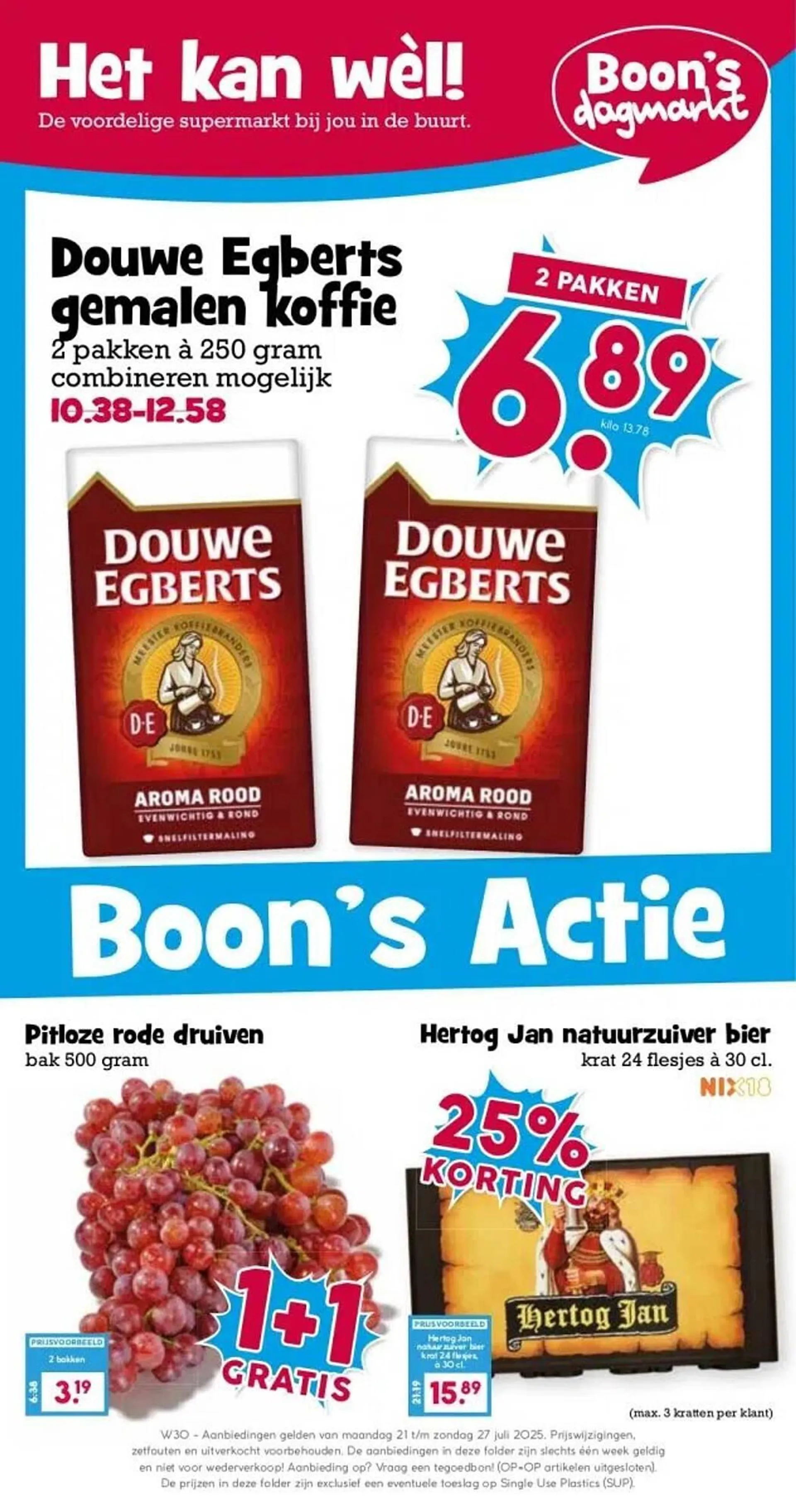 Boon`s Markt folder van 21 juli tot 27 juli 2025 - Folder pagina 1