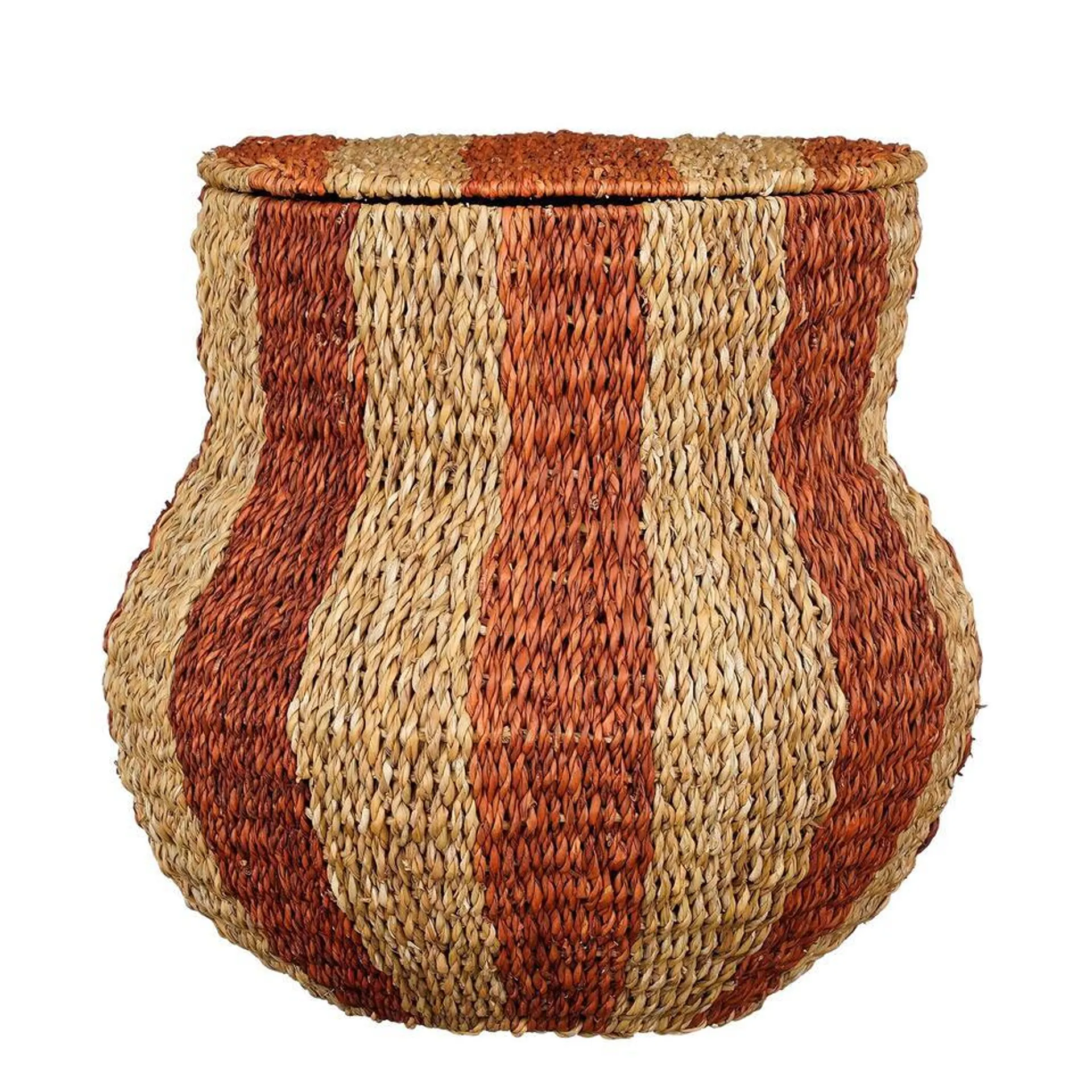 Mica Decorations Opbergmand met Deksel - H47 x Ø50 cm - Jute - Oranje