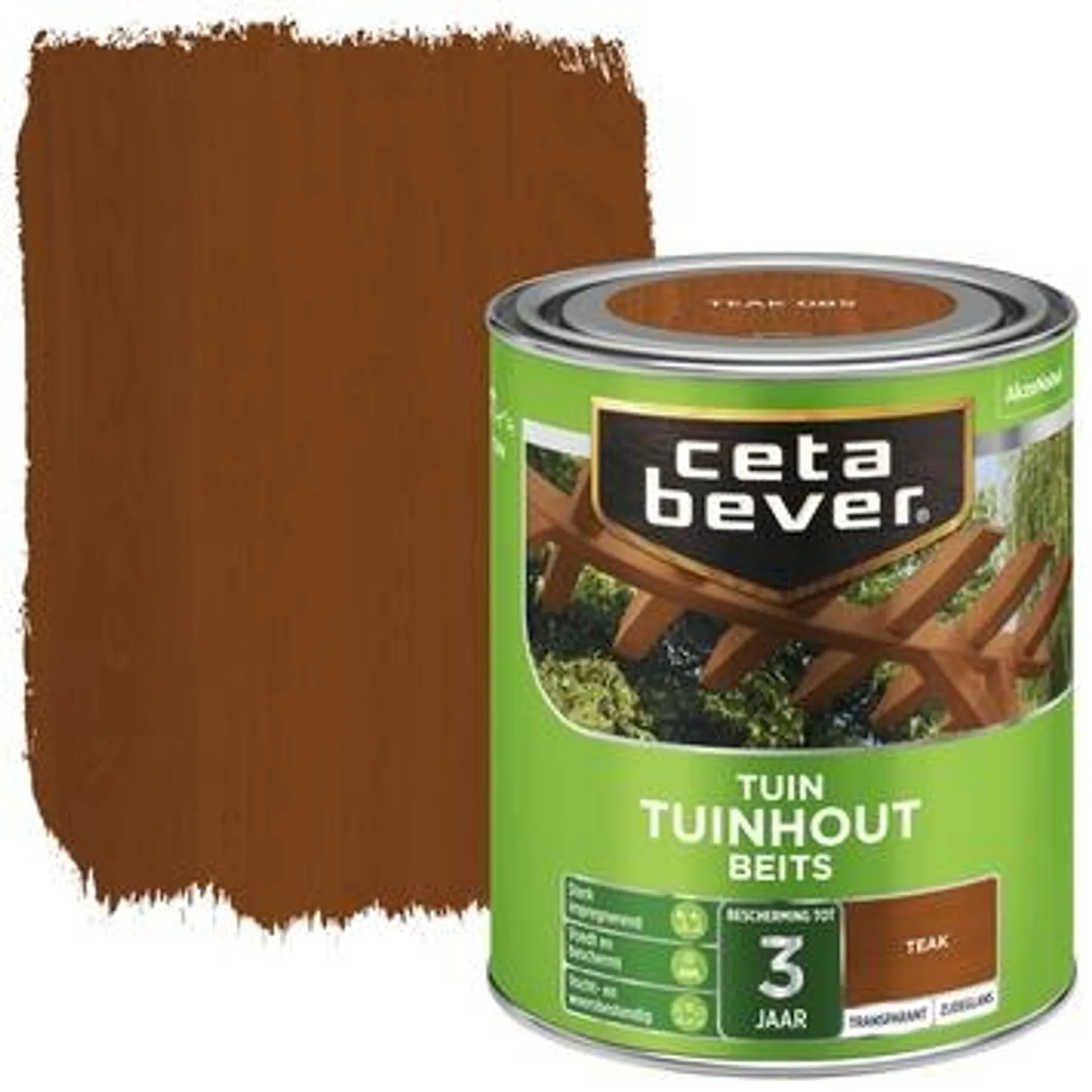 Cetabever tuinhoutbeits transparant teak zijdeglans 750 ml