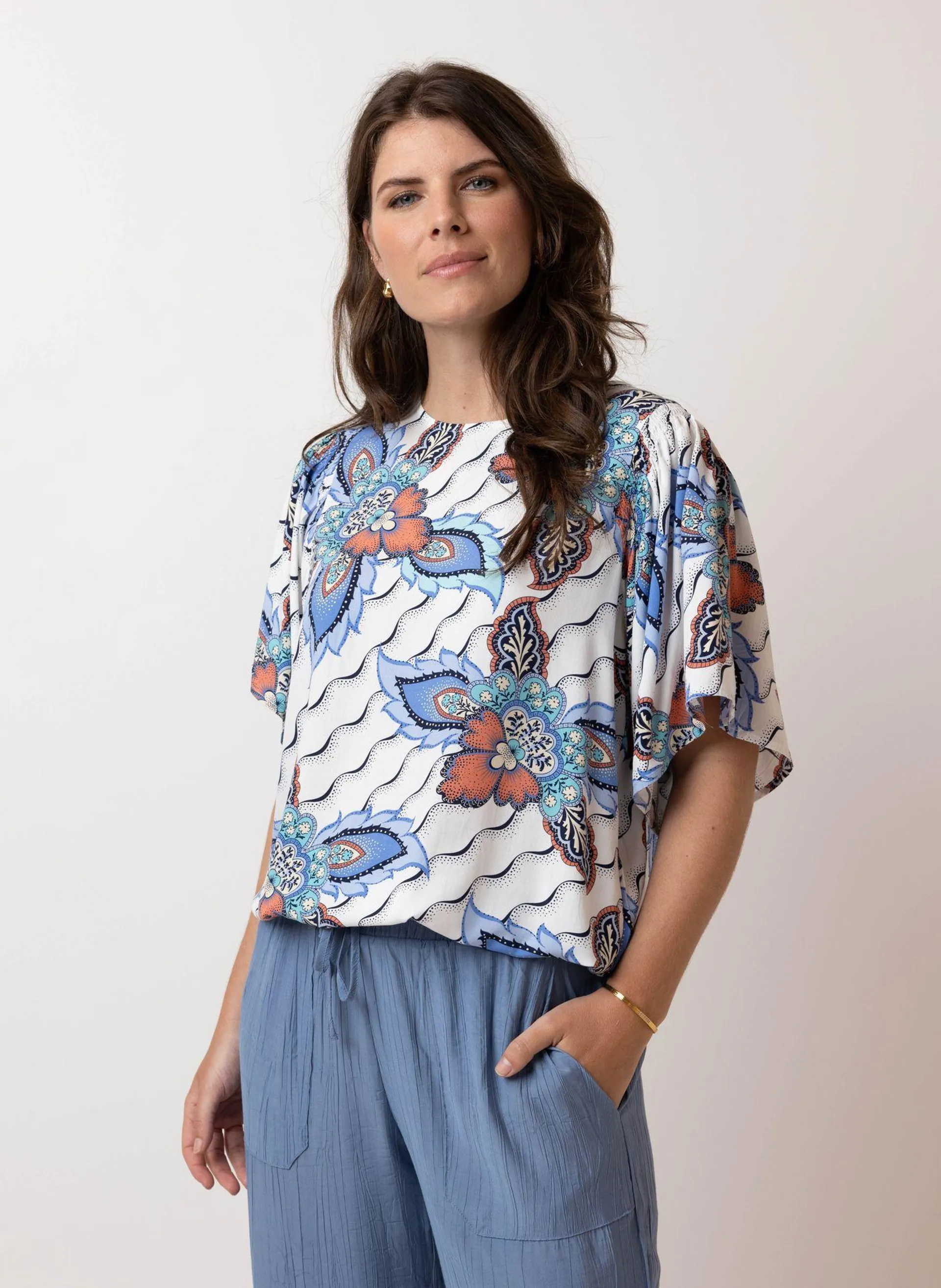 Blauwe blouse