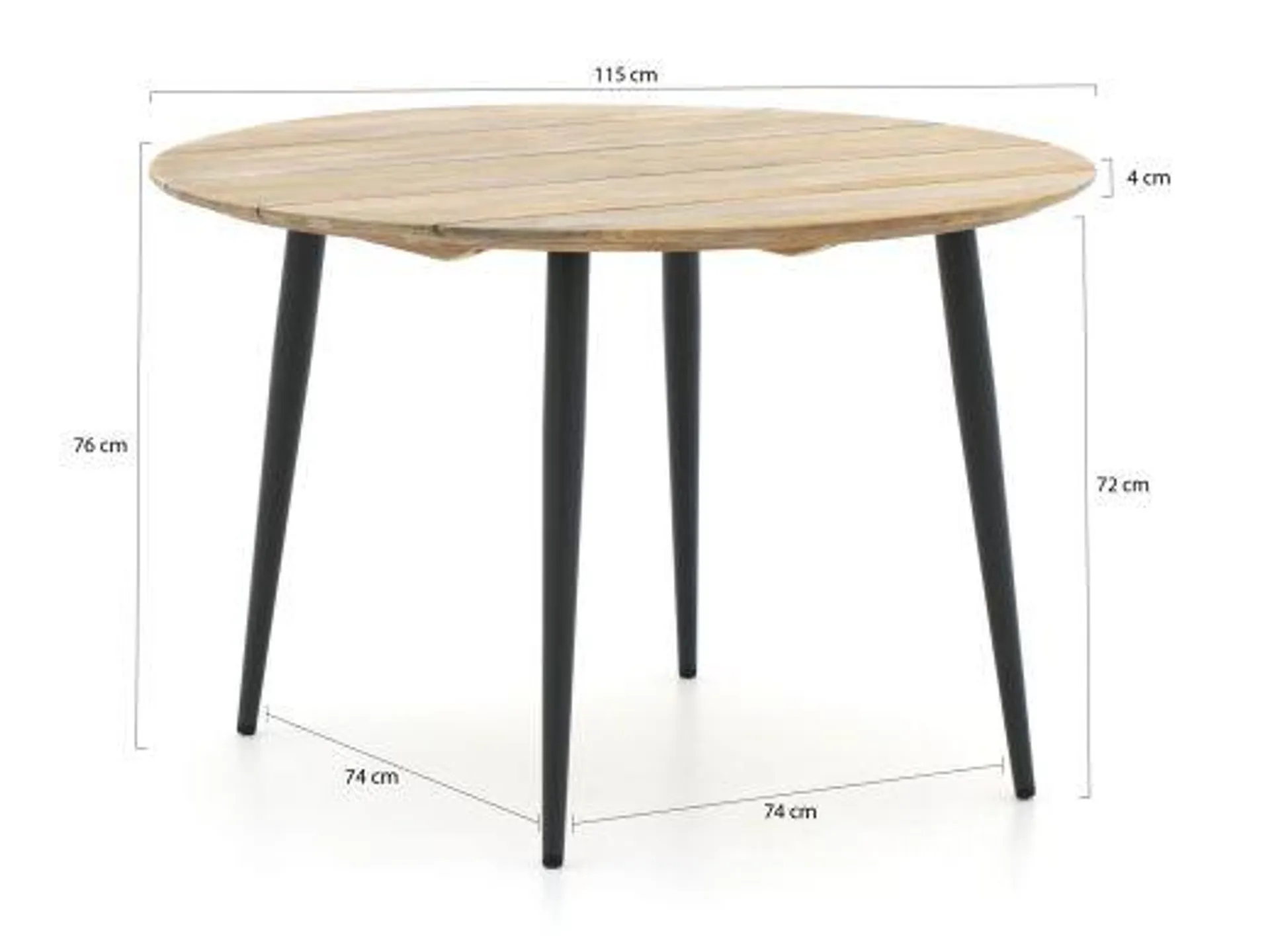 Manifesto Belpasso/Falcade ø 115cm dining tuinset 5-delig stapelbaar