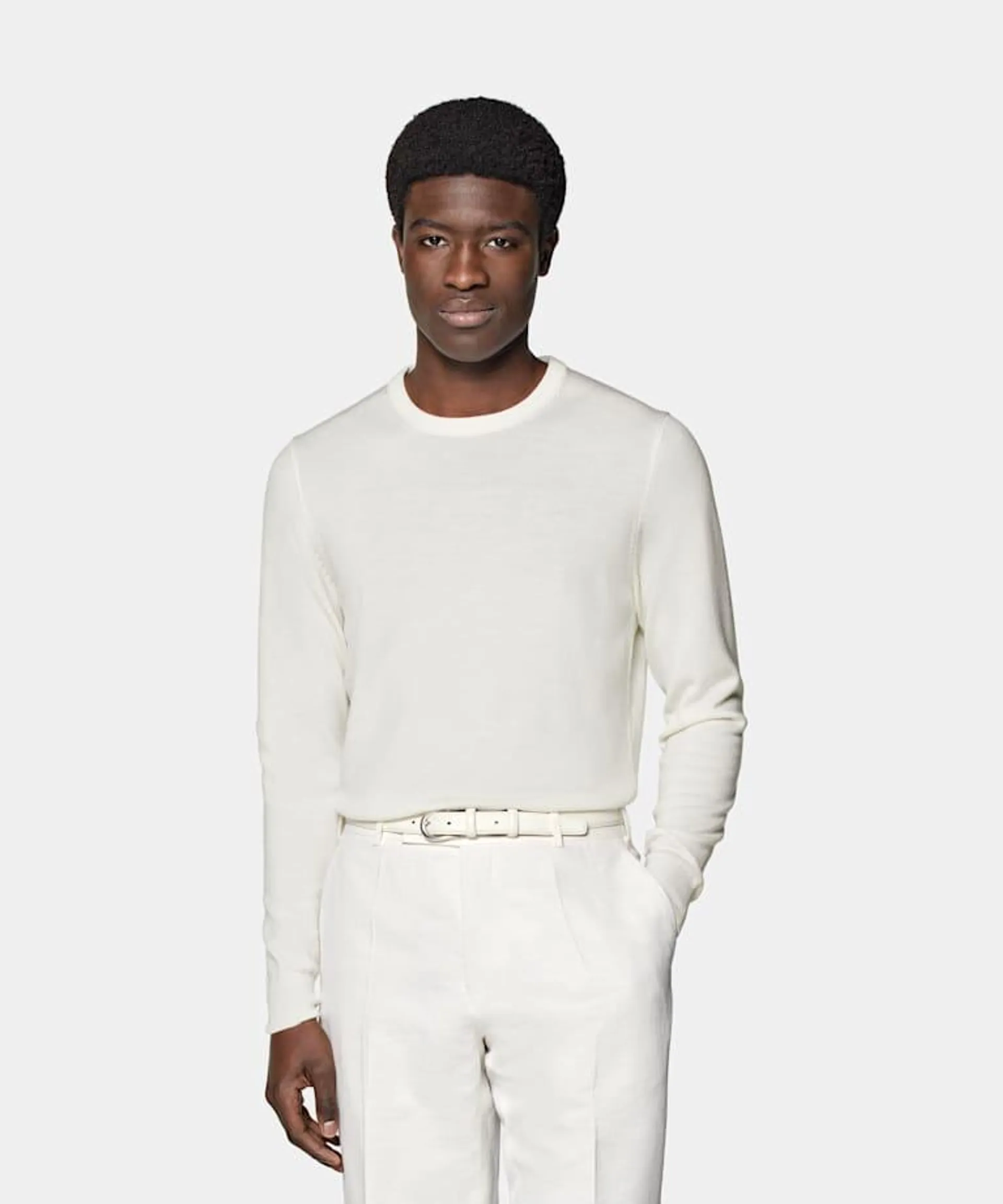 Off-White Merino Long Sleeve Polo Cardigan