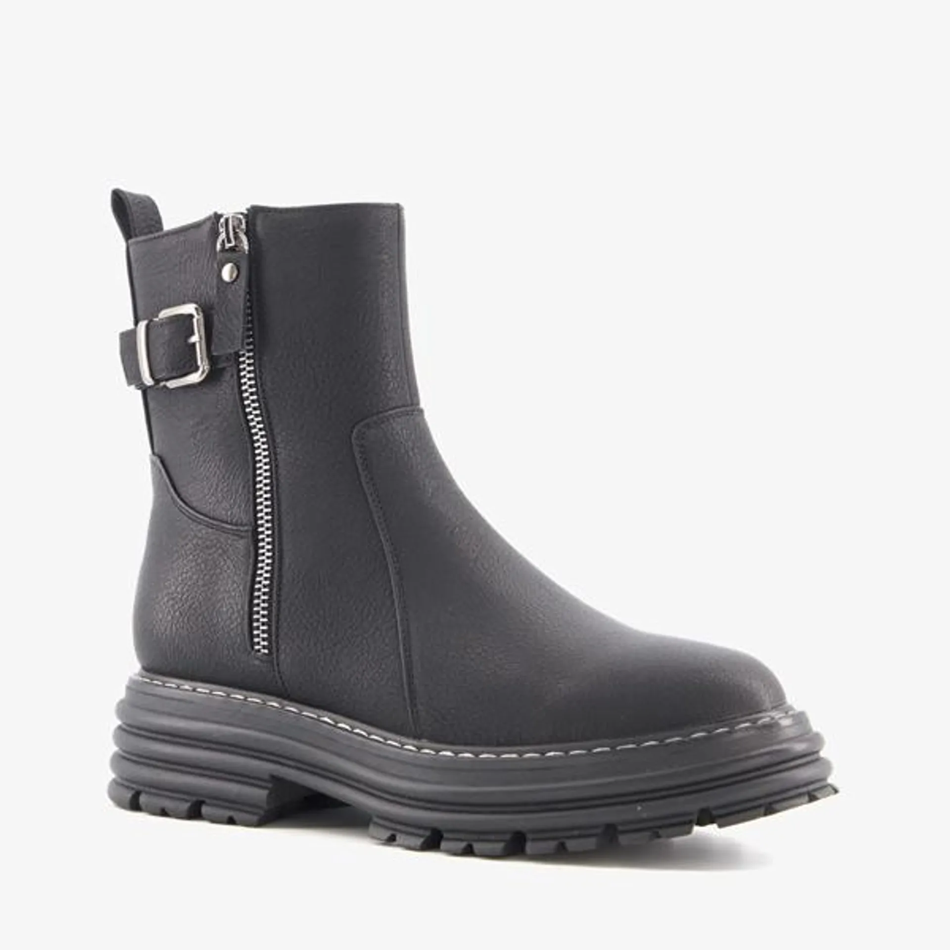 Blue Box dames biker boots zwart