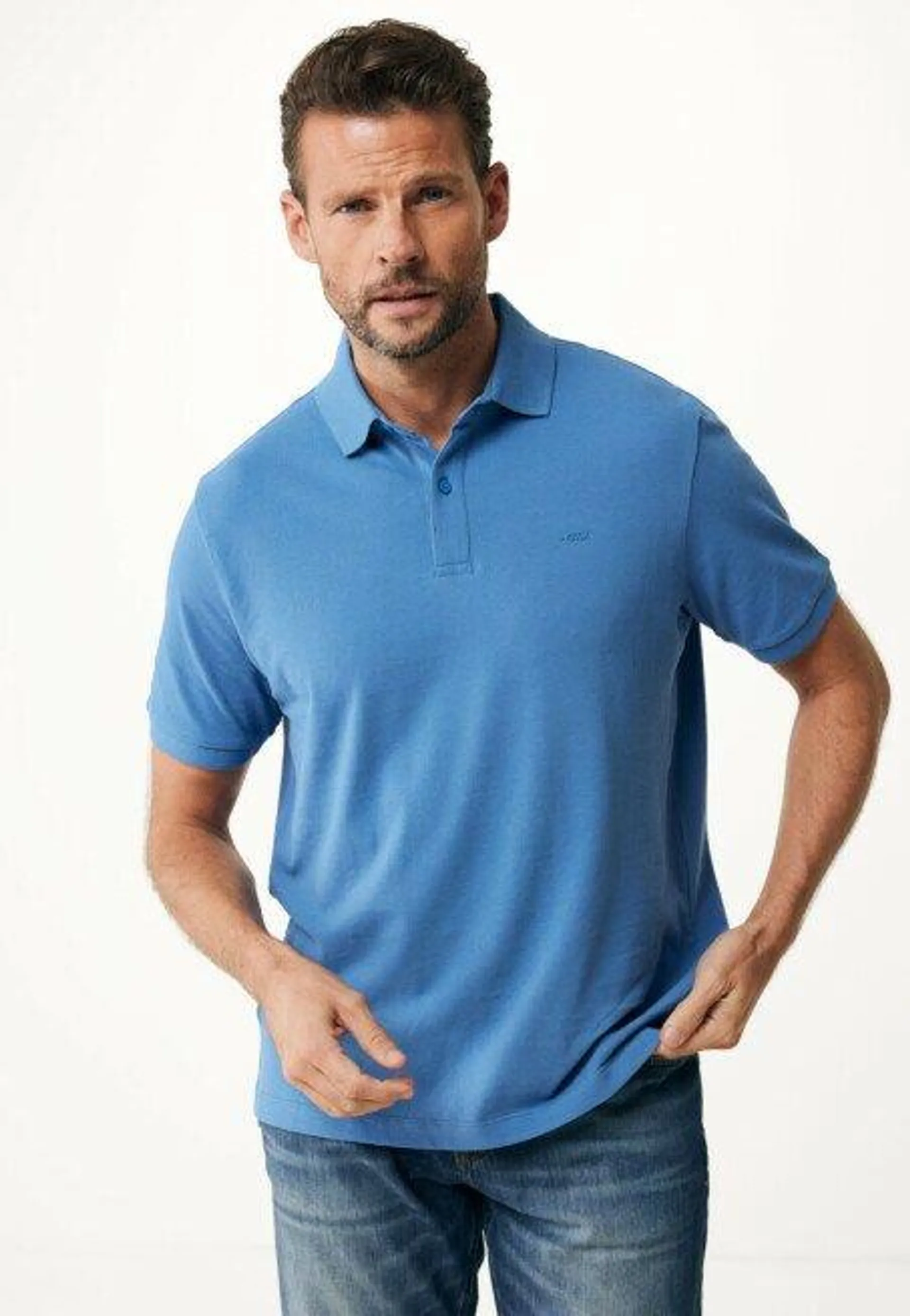 Peter Basic Pique Polo Regular Fit Blauw