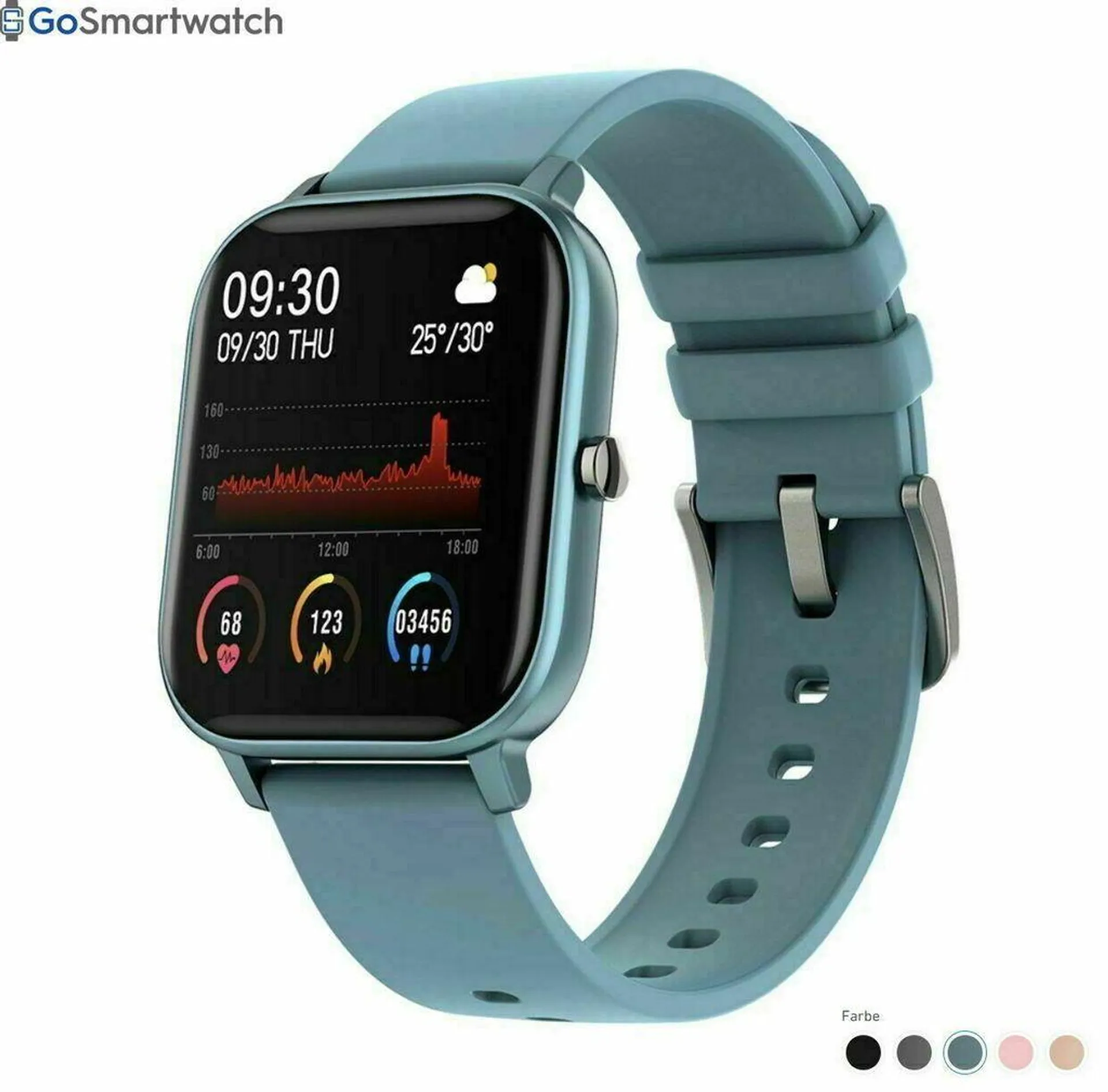 GoSmartwatch Pro S9 Smartwatch Bluetooth wasserdicht für Android und IPhone iOS: Blau Farbe: Blau