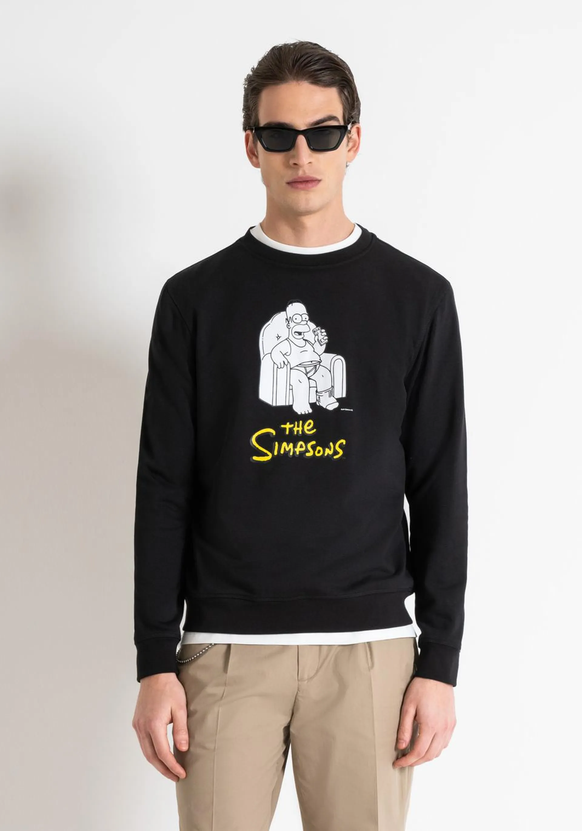 REGULAR FIT SUSTAINABLE COTTON-POLYESTER BLEND SWEATSHIRT WITH MATT PLASTIC AND RUBBER PRINT