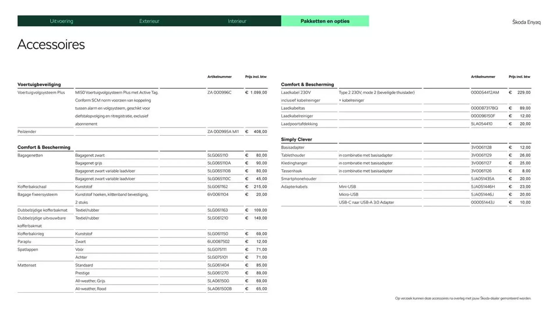 Škoda Enyaq prijslijst per 1 oktober 2024 van 29 oktober tot 29 oktober 2025 - Folder pagina 16