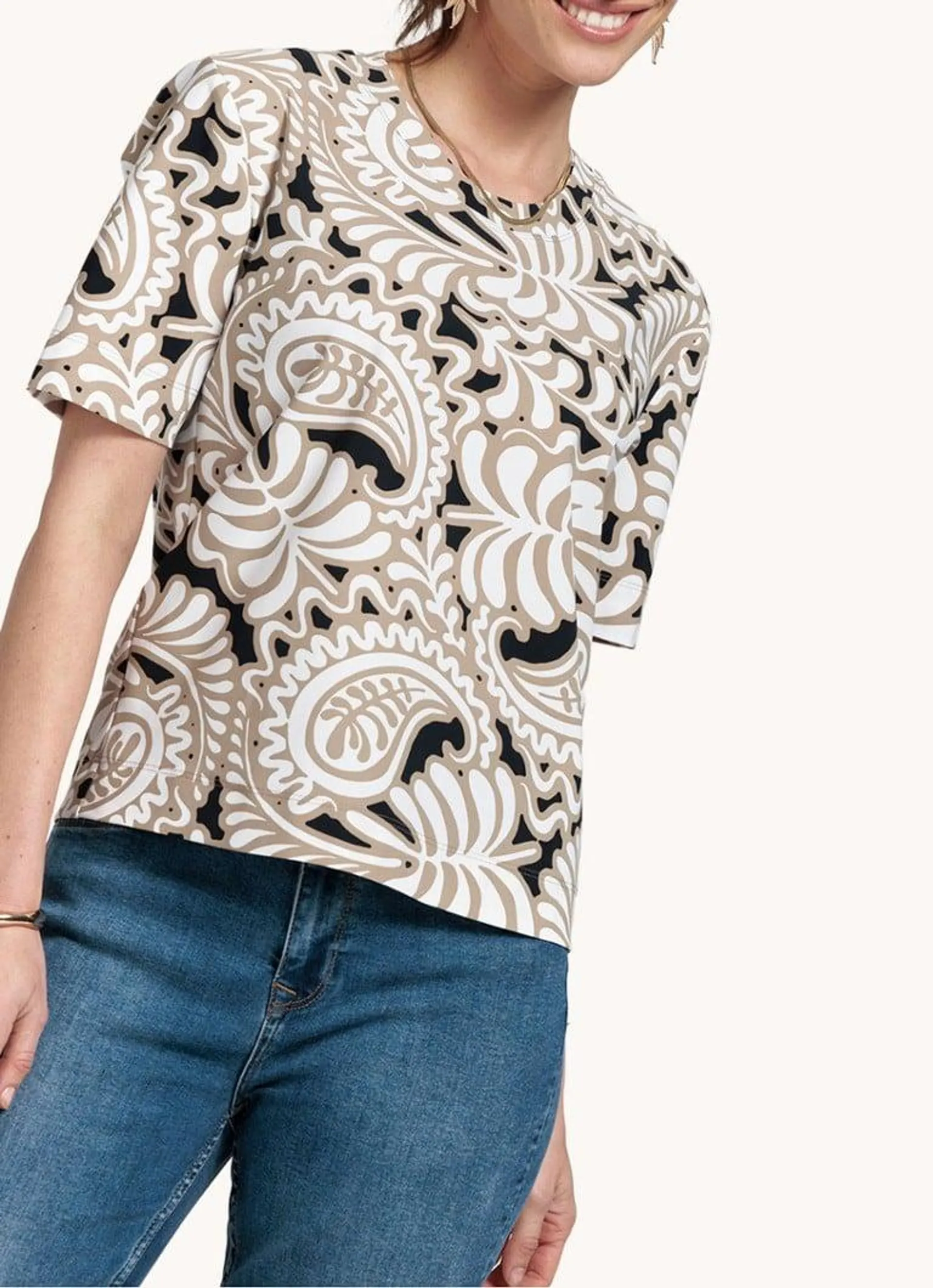 Travel T-shirt met paisley dessin