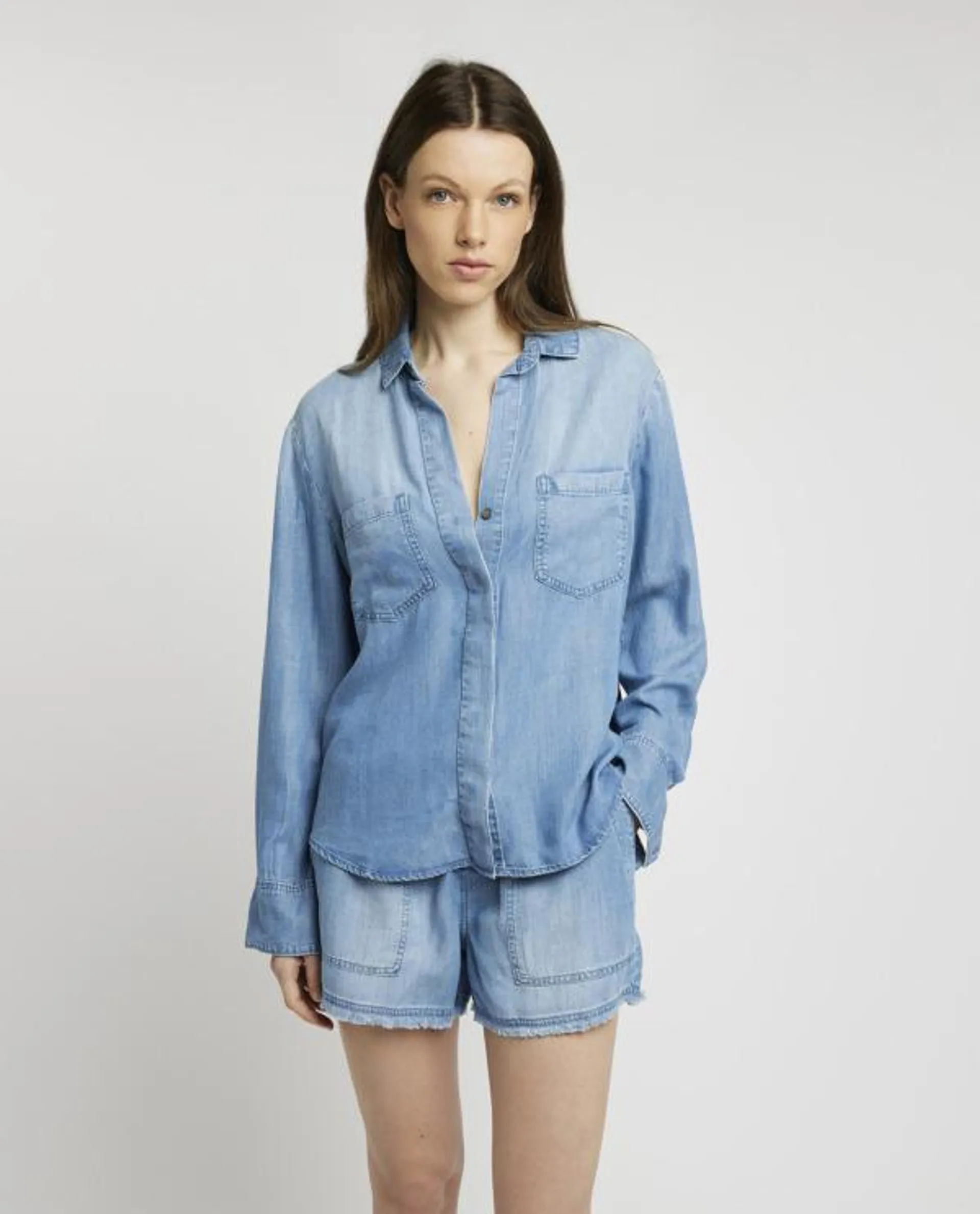 Denim blouse met split detail