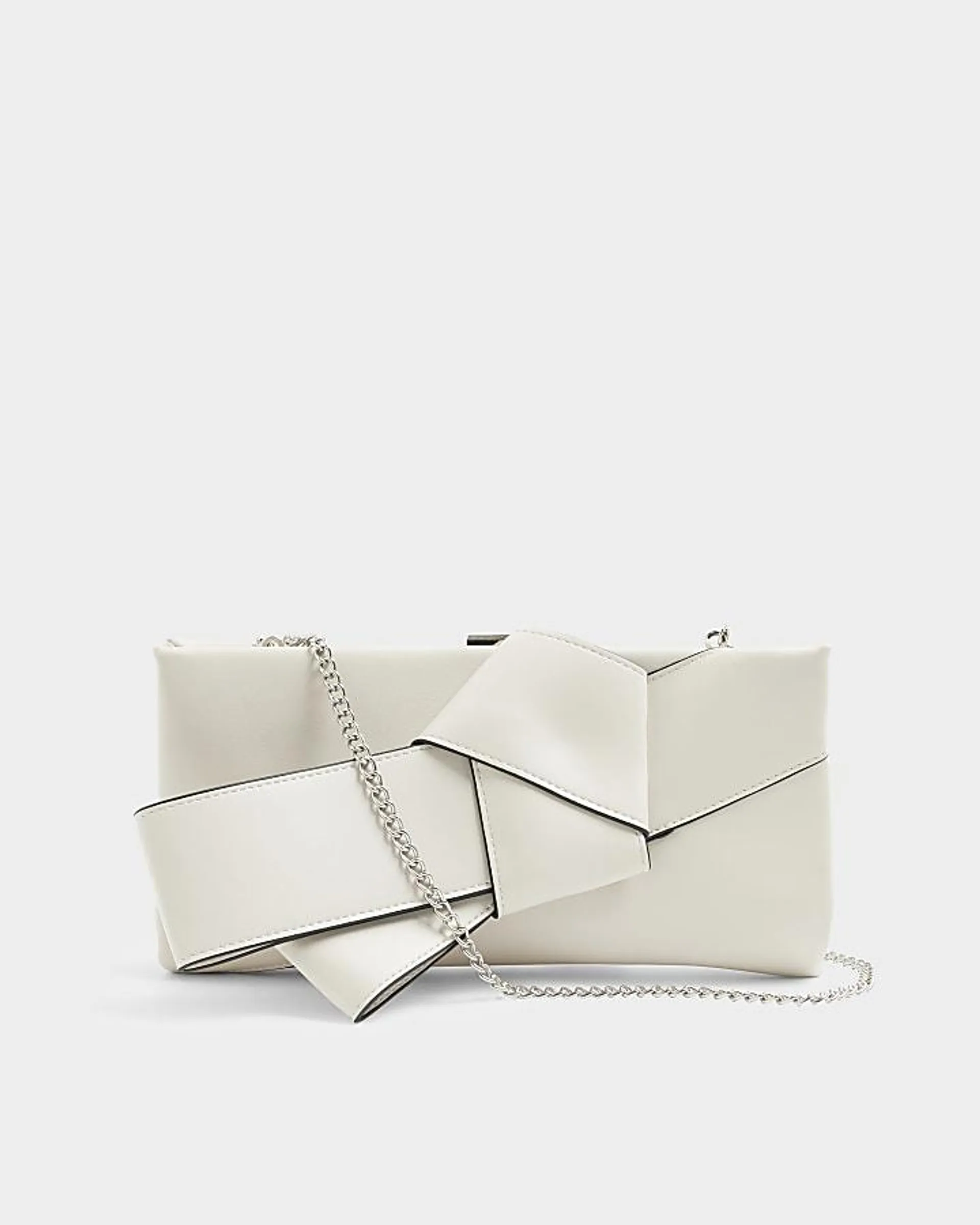 Cream knot detail clutch bag