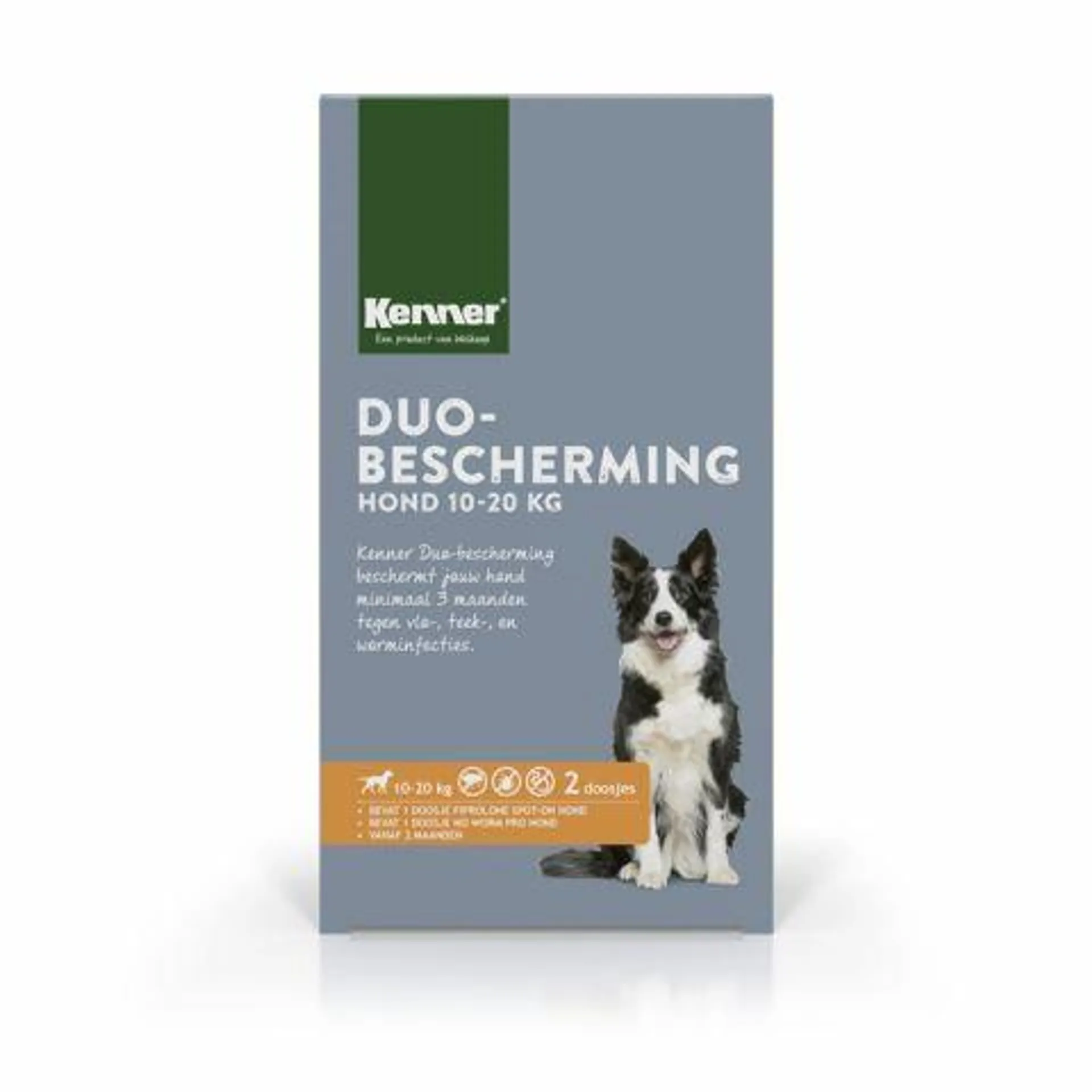 Kenner Duo Bescherming - Totaal pakket - Ontwormen en anti vlooien & teken Hond - 10-20 kg