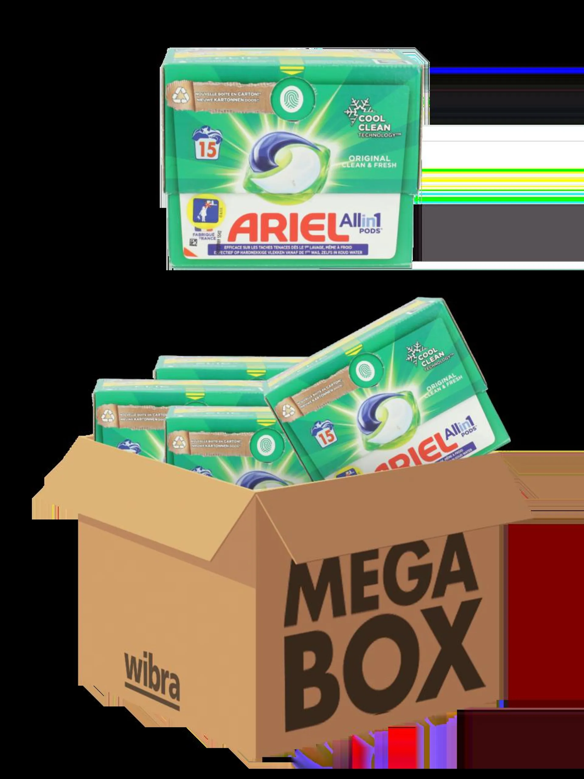 Ariel all-in-1 original wasmiddel megabox 60 pods