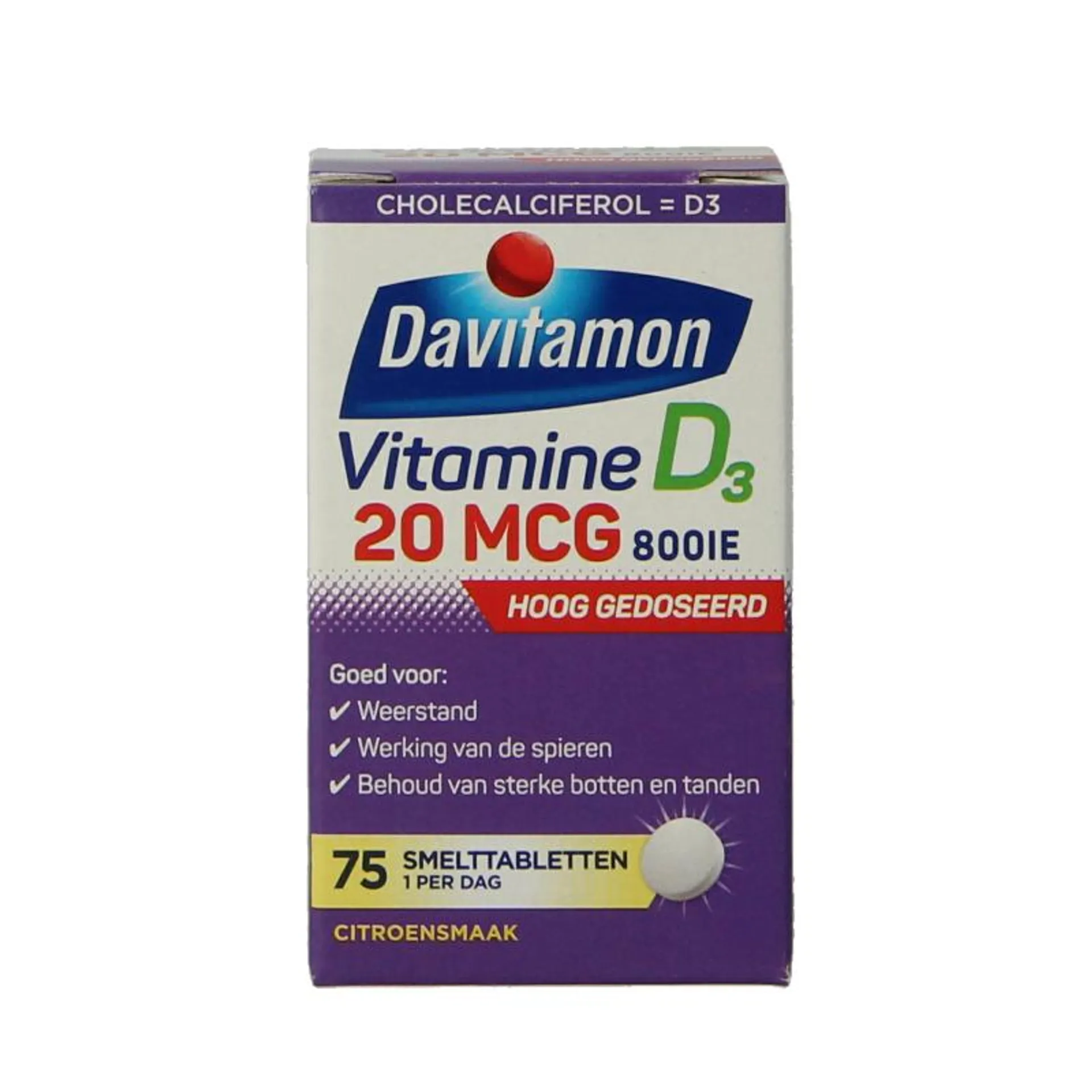 Davitamon Vitamine D3 forte smelttablet 75 tabletten