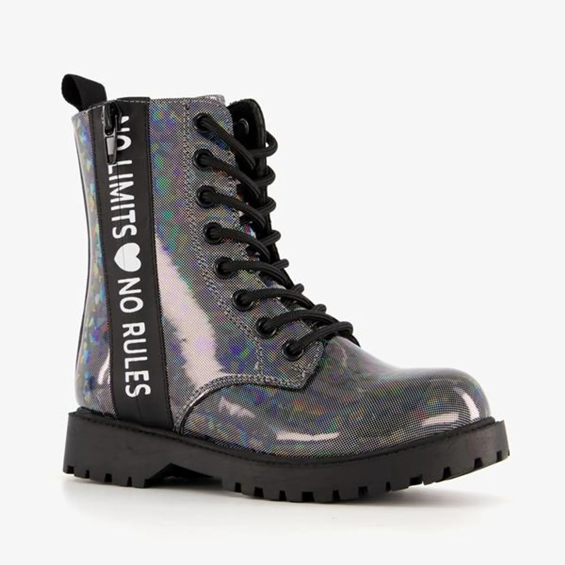 Blue Box meisjes veterboots zwart met glitters