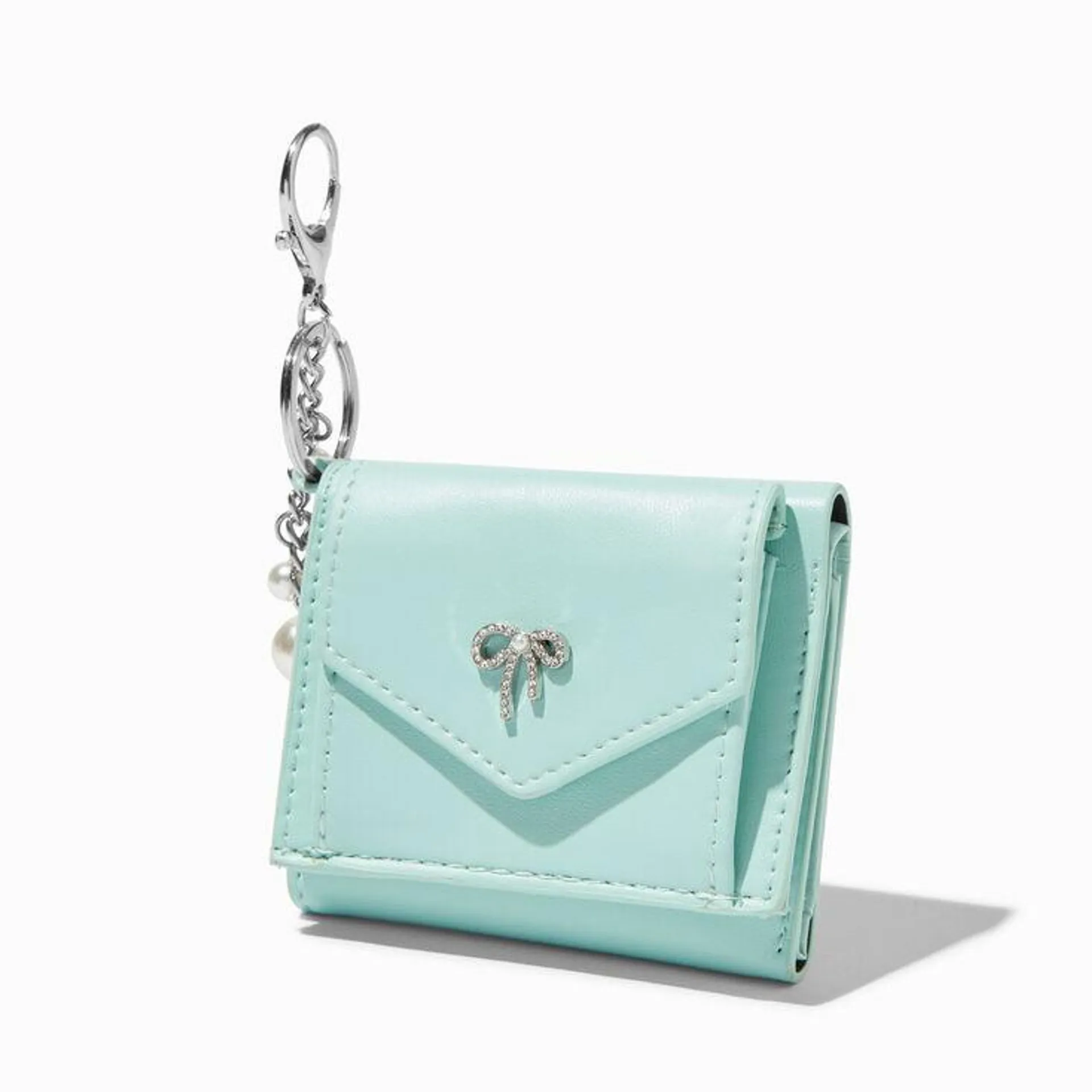 Crystal Bow Mint Green Trifold Wallet