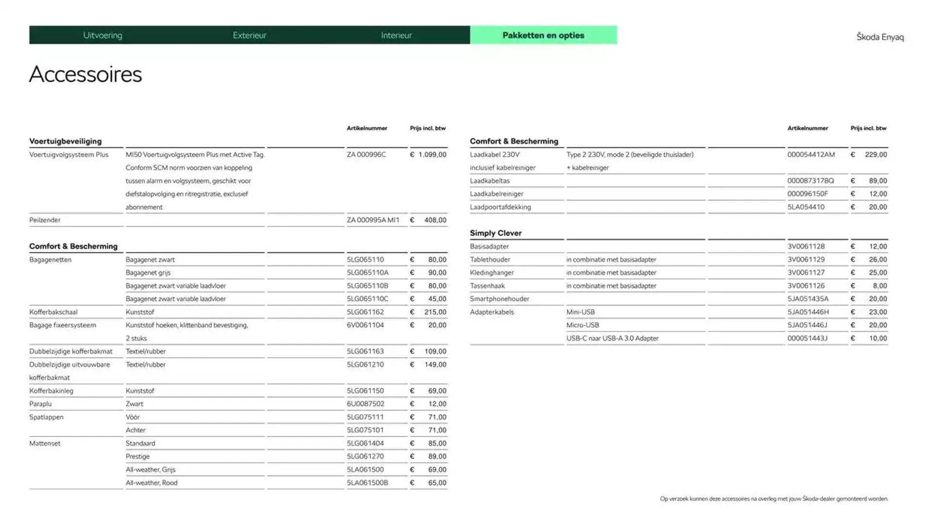 Škoda Enyaq prijslijst per 1 oktober 2024 van 25 september tot 25 september 2025 - Folder pagina 16