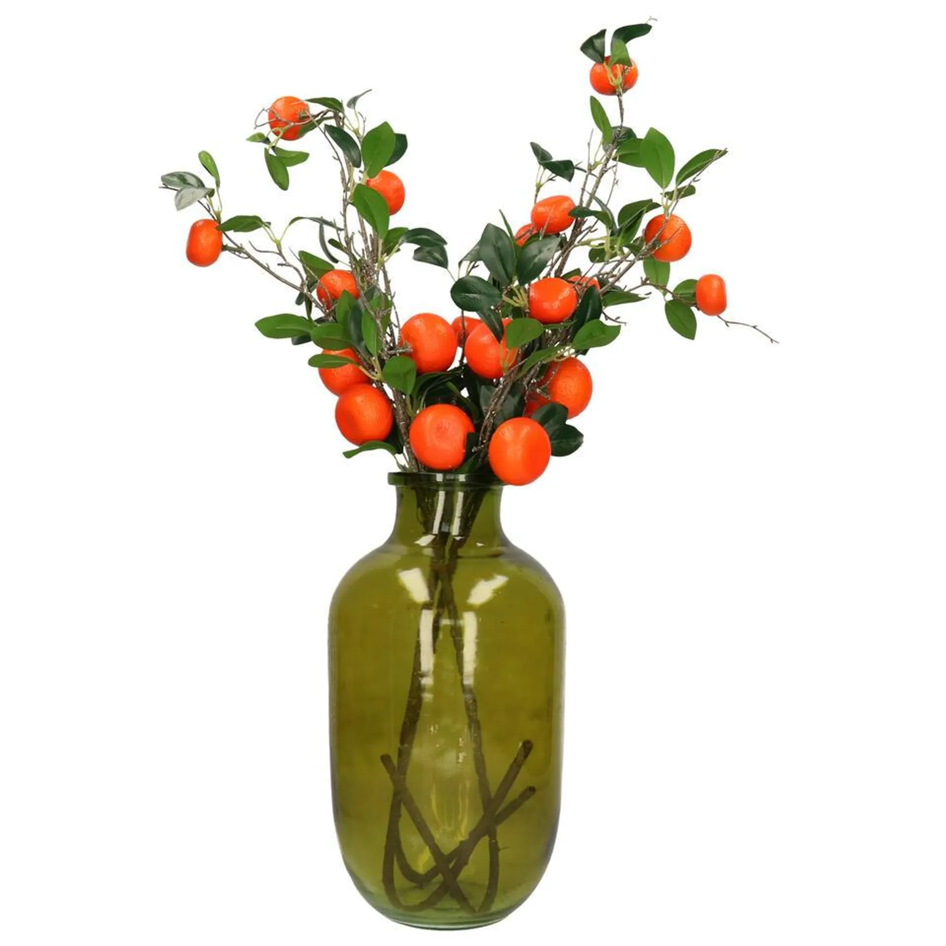 DK Design Kunstbloem citrusfruit tak mandarijn - 90 cm - oranje