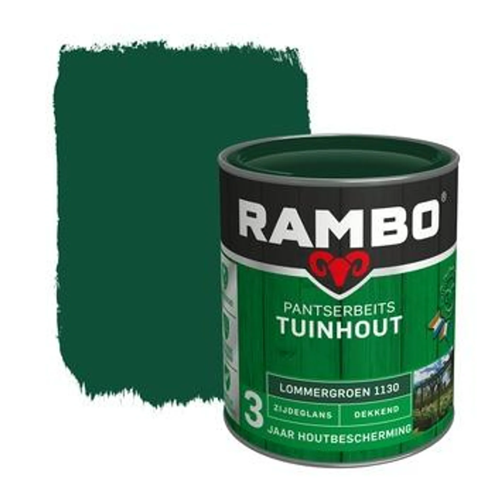 Rambo Pantserbeits Tuinhout zijdeglans lommergroen dekkend 750 ml