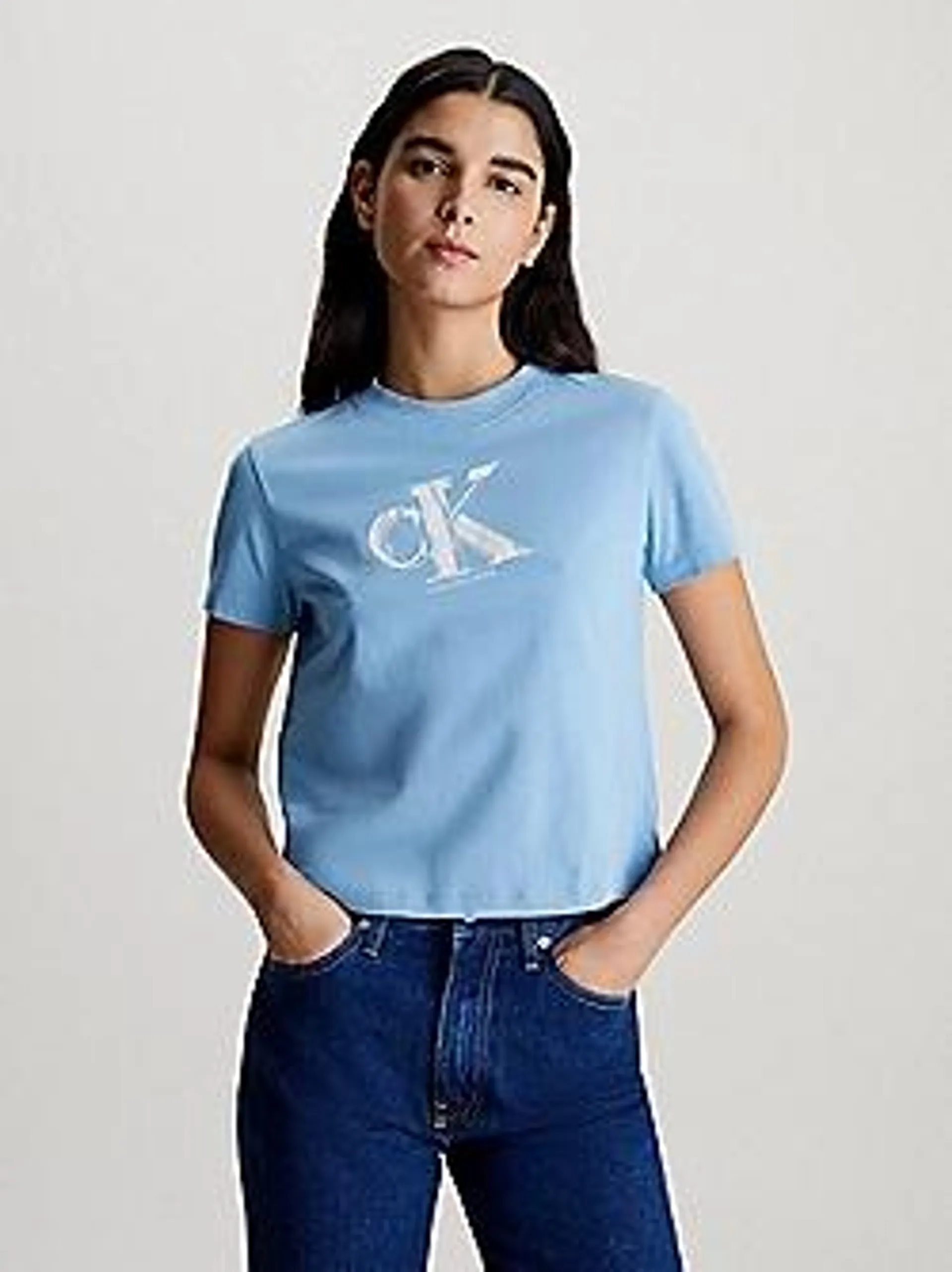 Cropped monogram T-shirt