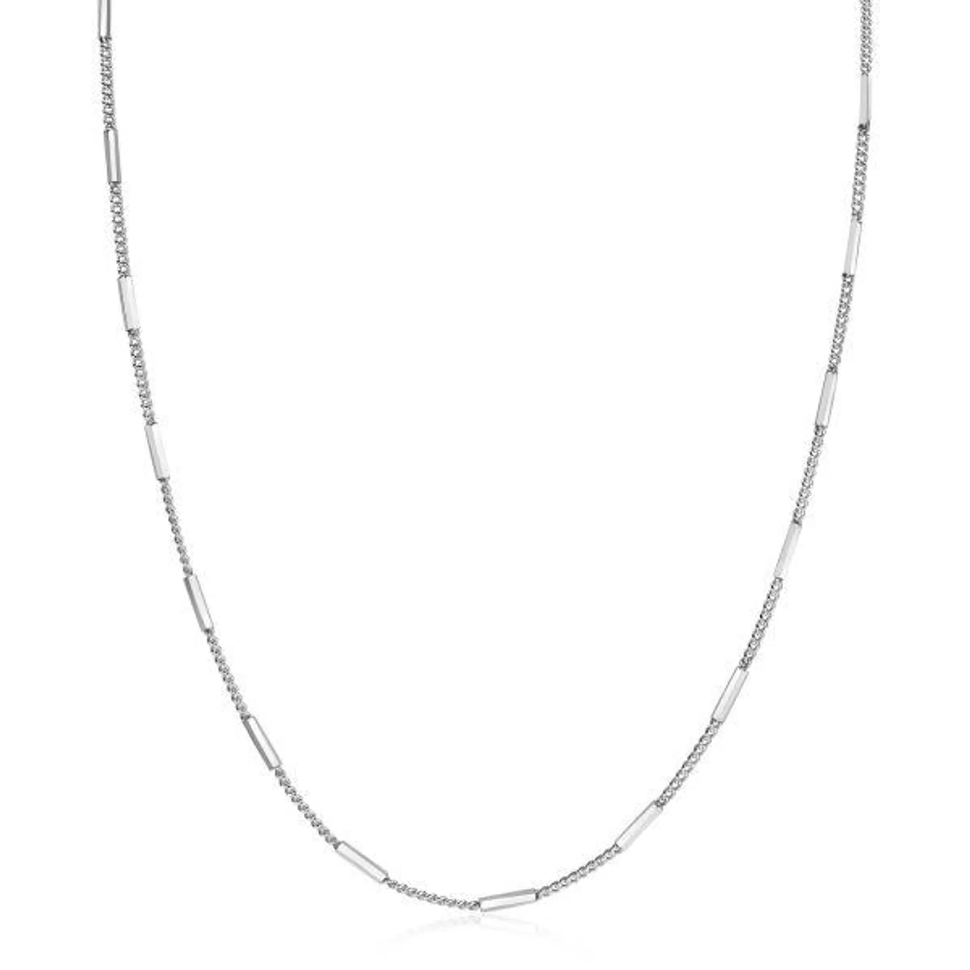 ZINZI Sterling Silver Curb Chain Necklace 45cm with Bars 1,6mm width ZIC2366