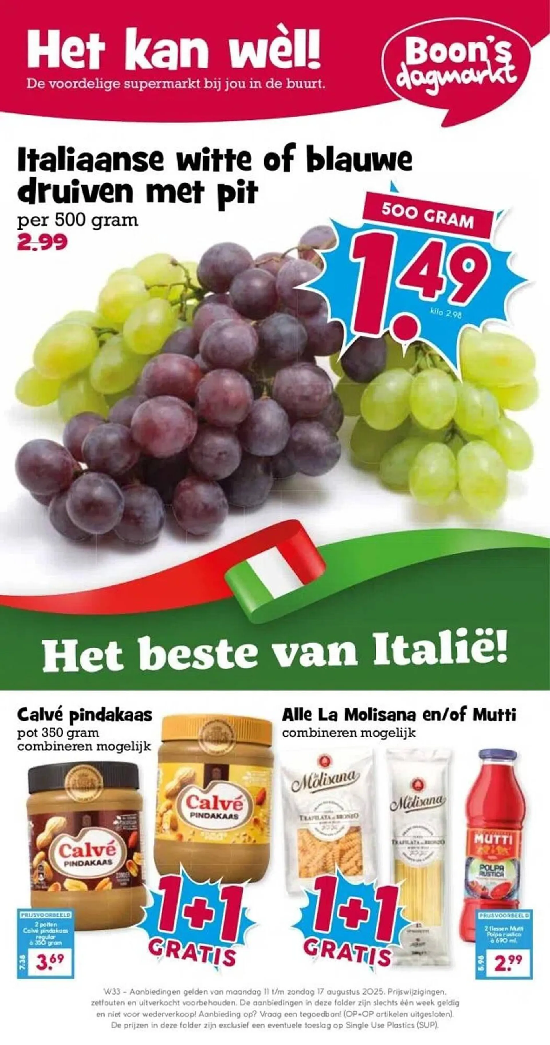 Boon`s Markt folder van 11 augustus tot 17 augustus 2025 - Folder pagina 1