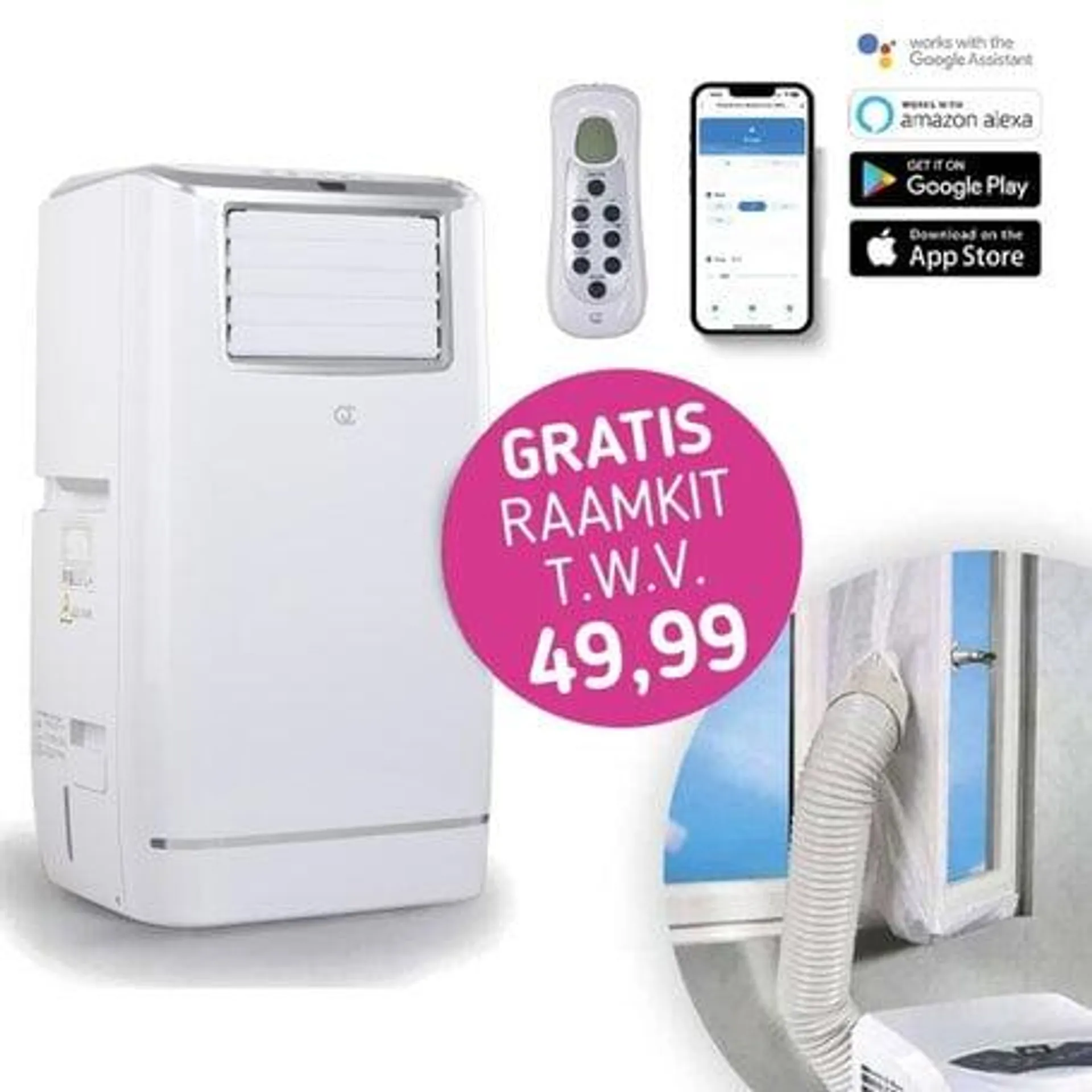 Slimme Mobiele Airco 13.000 BTU - Inclusief GRATIS Raamkit