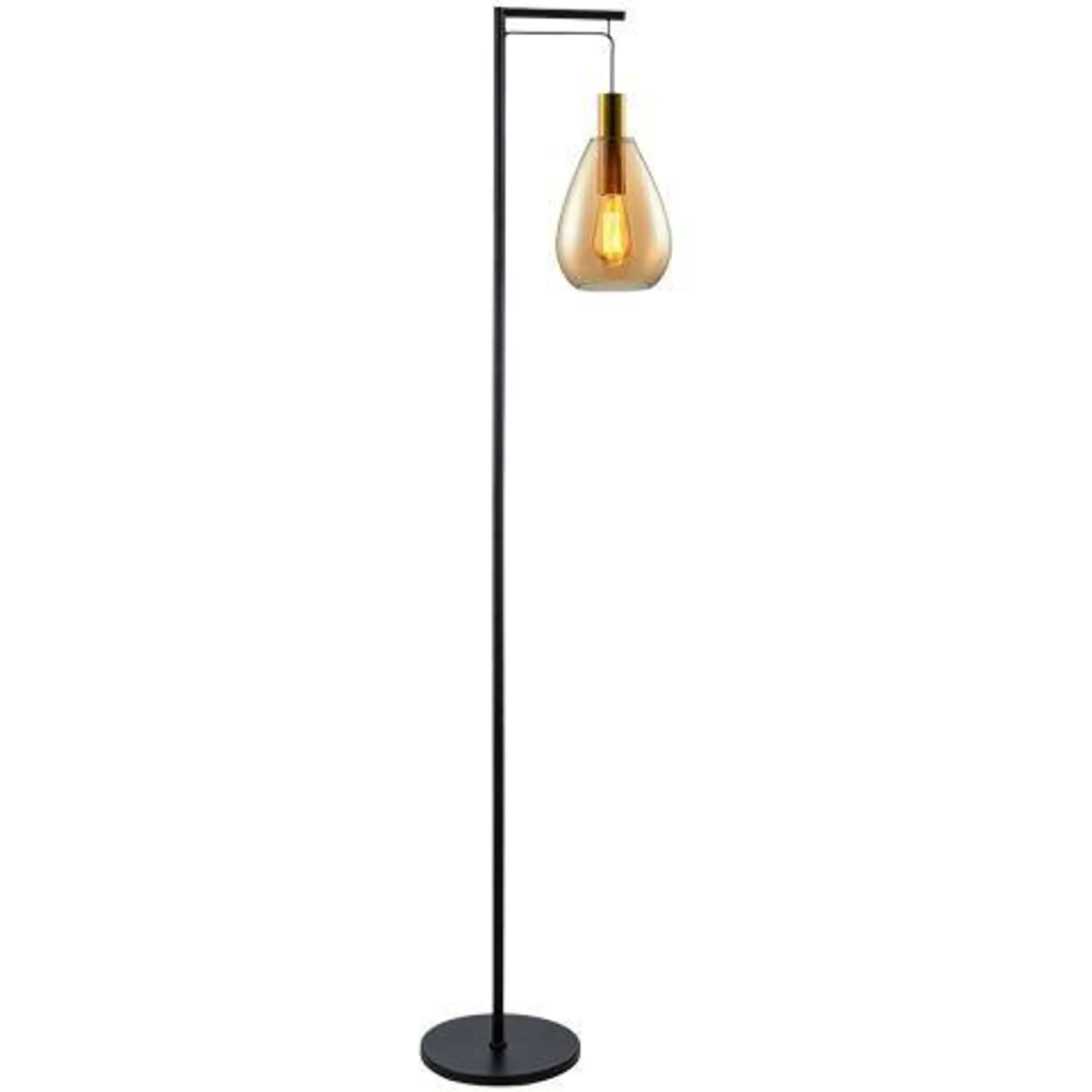 Vloerlamp Felinio amber glas 1-lichts hangend