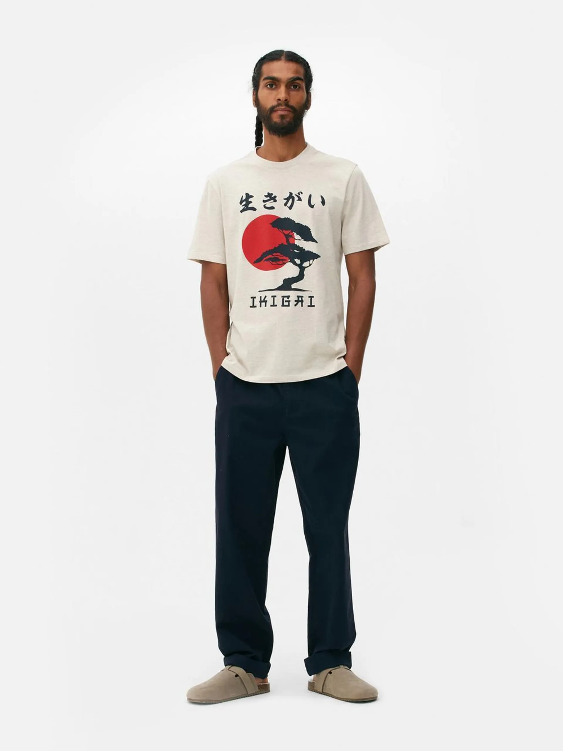 Camiseta con estampado de árbol japonés