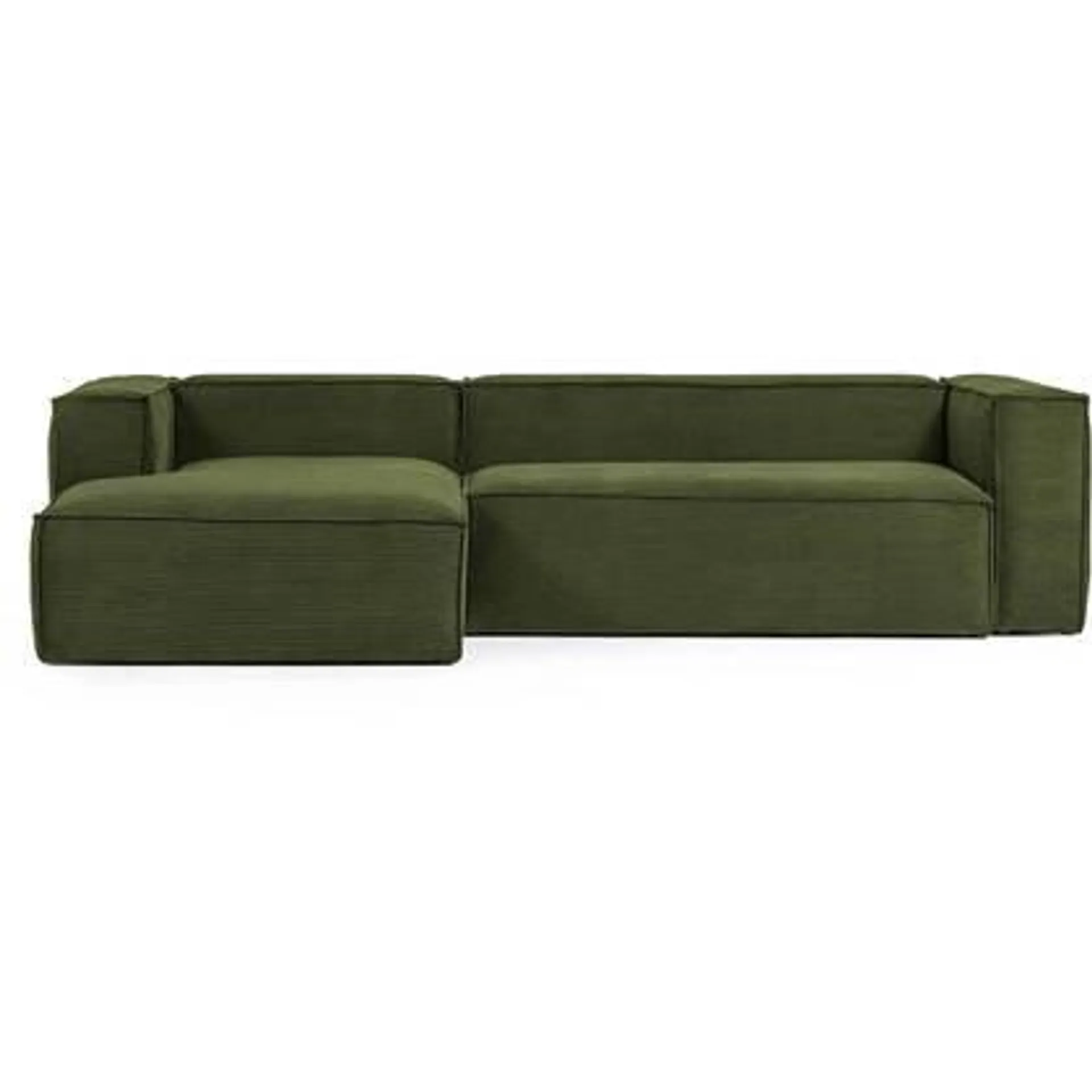 Kave Home Blok Chaise Longue Links - Donkergroen - Rib