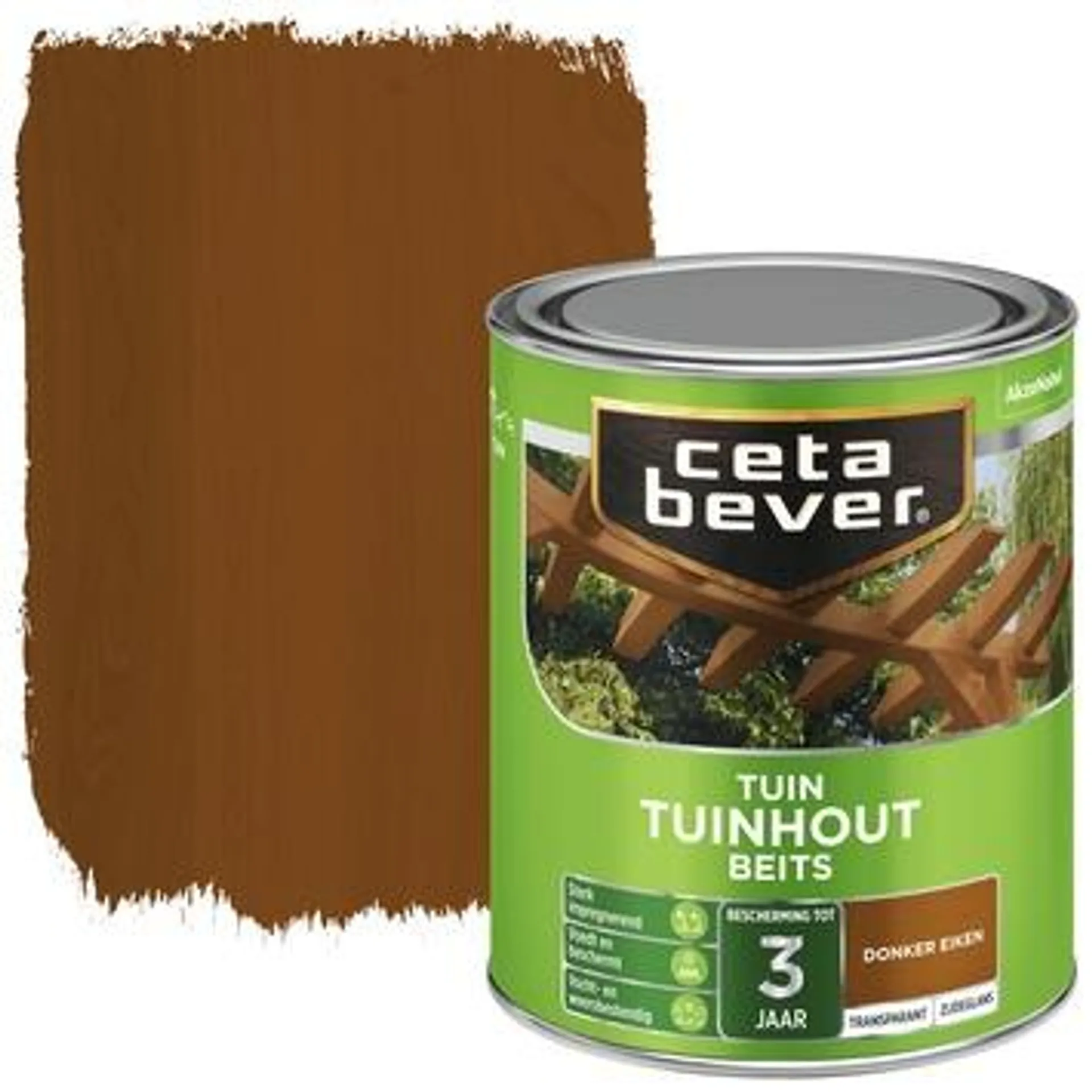 CetaBever Tuinhoutbeits transparant donker eiken zijdeglans 750 ml