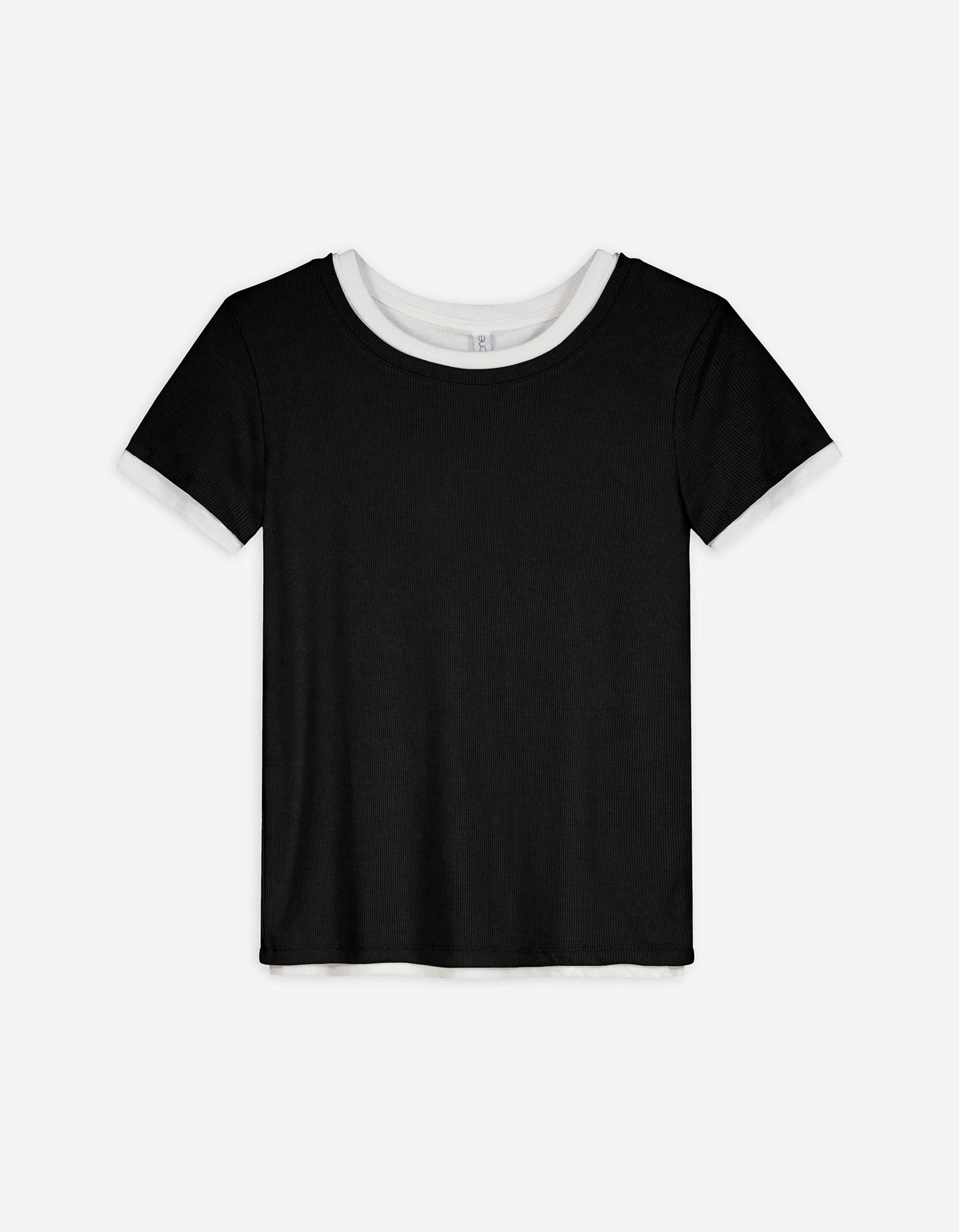 T-shirt - Dubbellaagse look - zwart