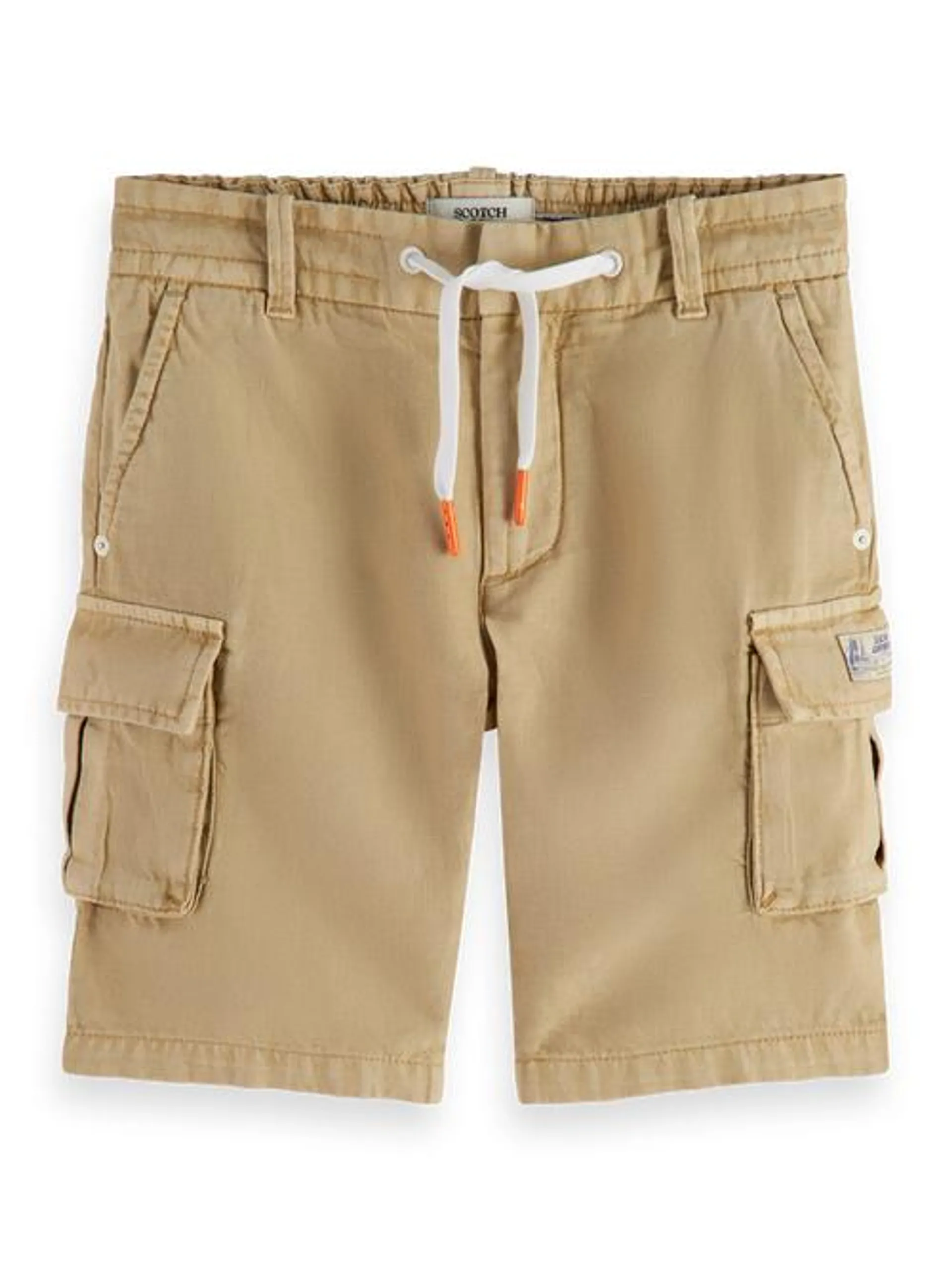 Longer-length - garment-dyed cotton linen cargo shorts